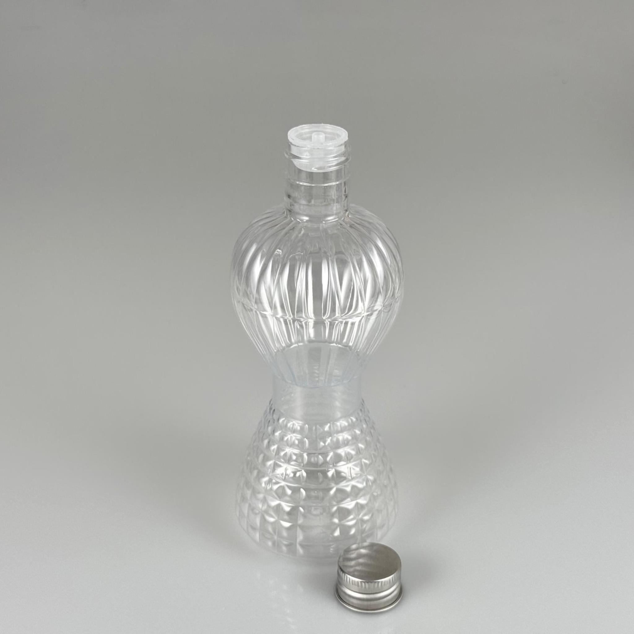 300 CC PIRLANTA ŞİŞE (CAMPET) 24 AĞIZ + KÖPÜK CONTALI GÜMÜŞ METAL ALÜMİNYUM KAPAK + KOLONYA TIPALI TAKIM - 300 ML KAPAKLI PLASTİK ŞİŞELER