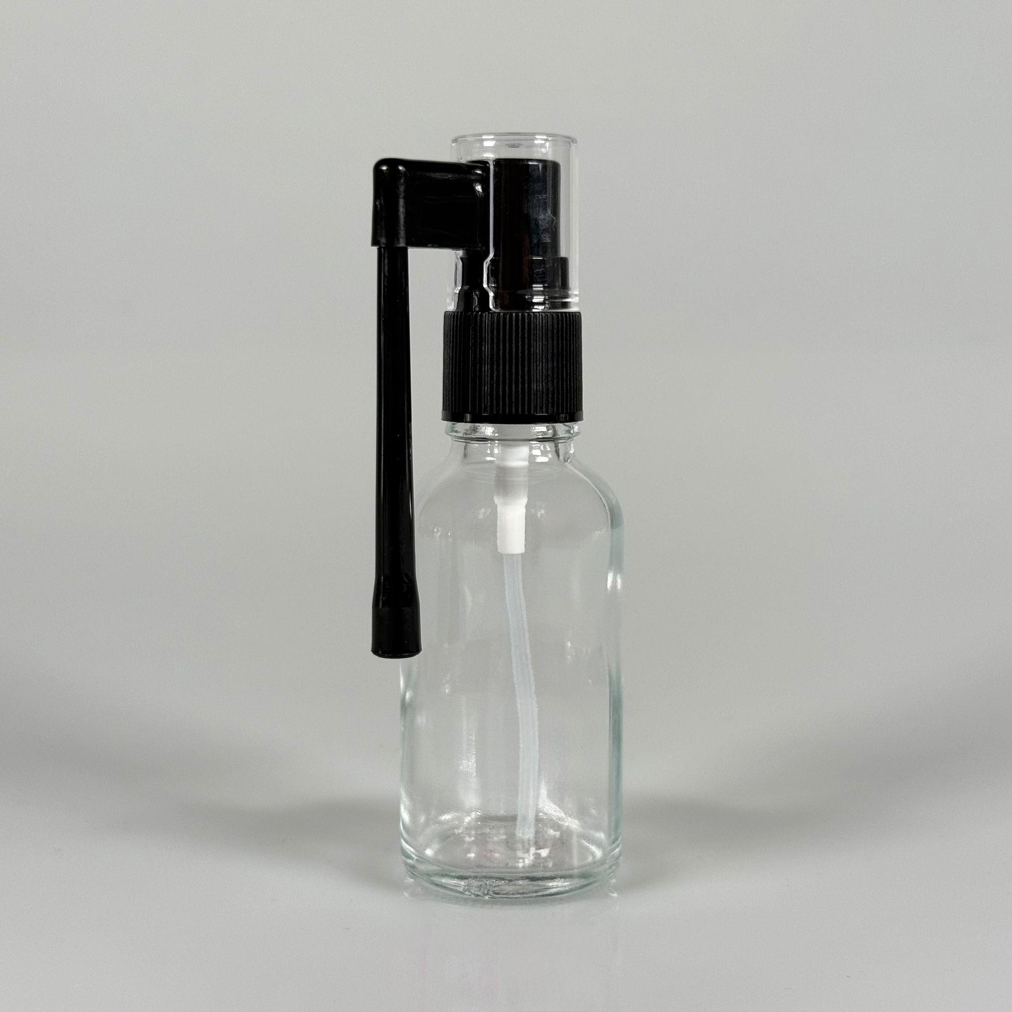 30 ml Farmasötik Plastik Uzun Nozullu Mist Oral Boğaz Spreyli Şeffaf Cam Şişe - 30 CC SİYAH ORAL BOĞAZ SPREYLİ CAM ŞİŞE