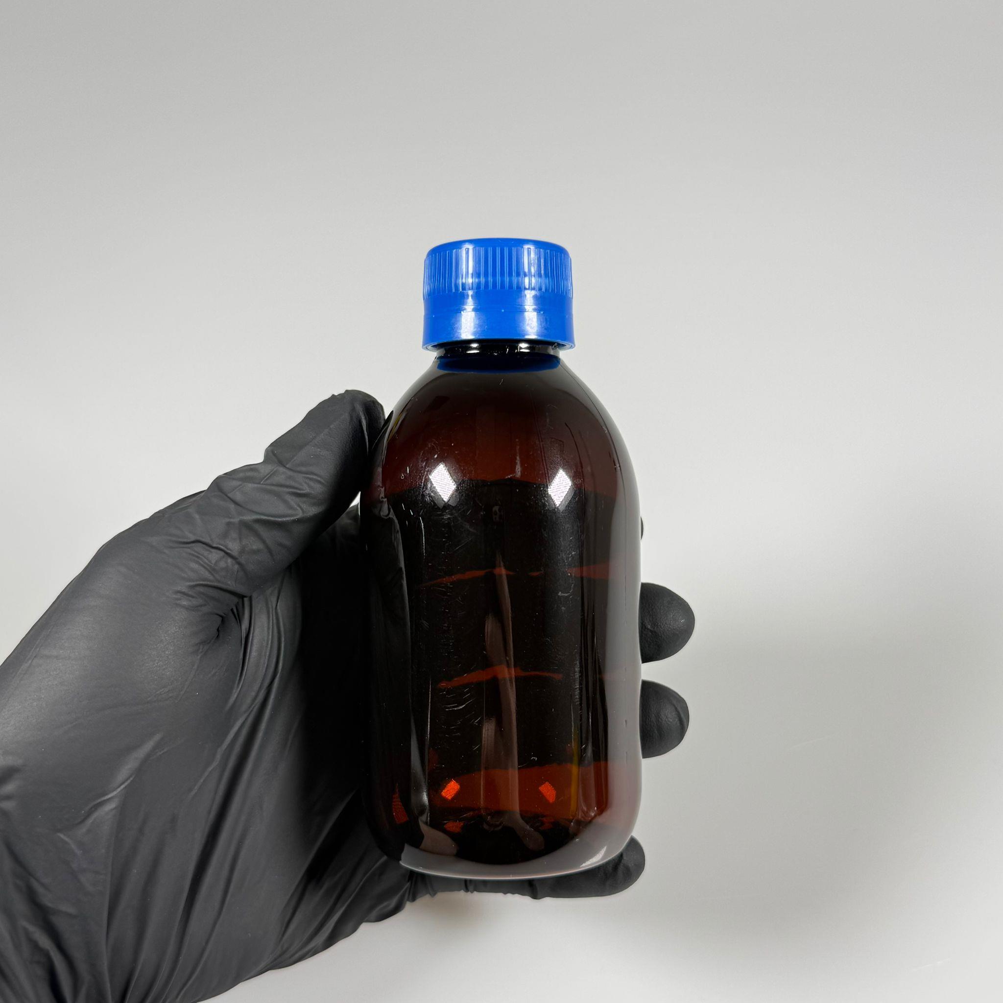 200 CC AMBER PET ECZA ŞİŞESİ - MAVİ KİLİTLİ CONTALI KAPAKLI  - 200 ML KAHVERENGİ PLASTİK ŞURUP ŞİŞESİ (21 GR) - boş ağız gargara şişesi