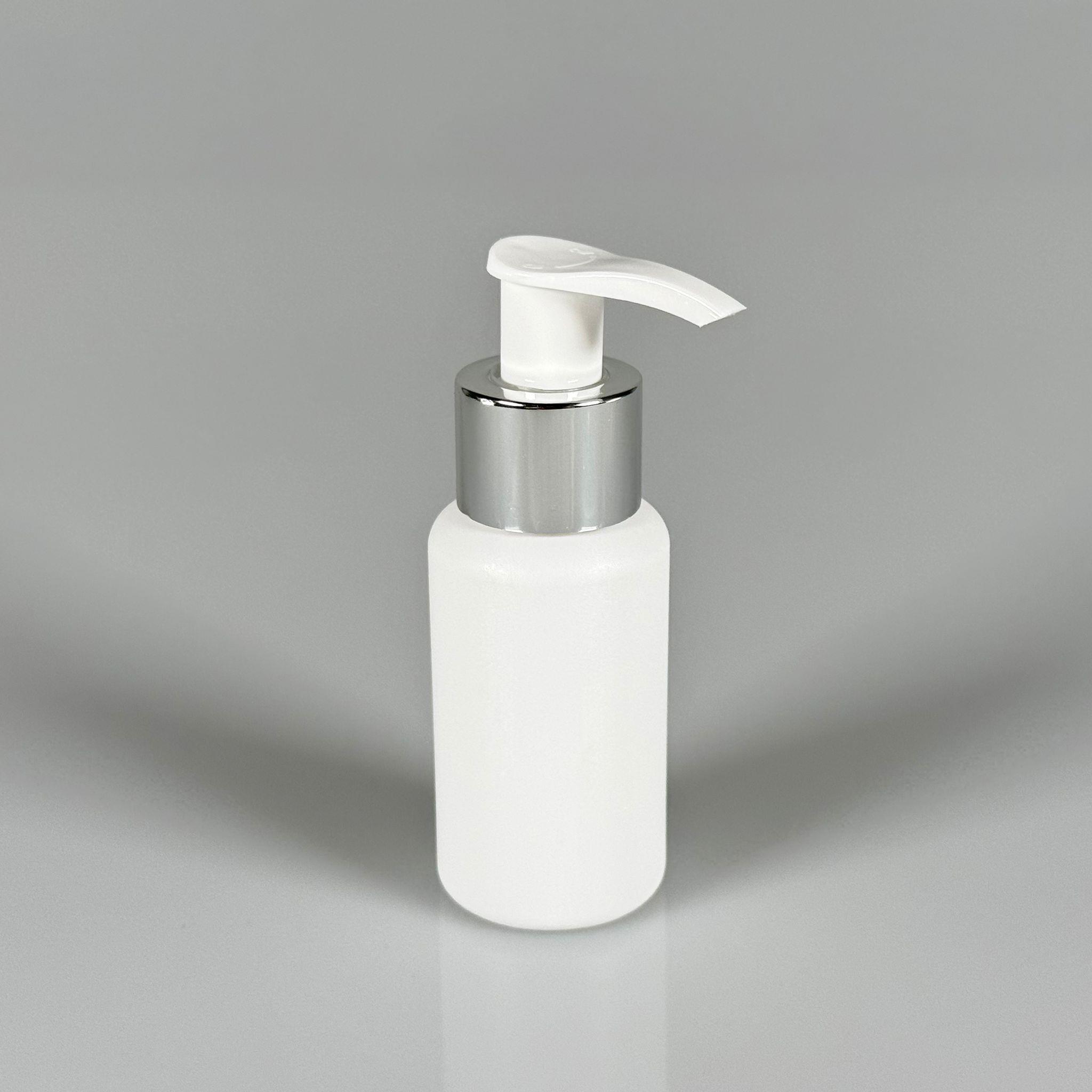 50 CC BEYAZ POLİETİLEN PLASTİK ŞİŞE - GÜMÜŞ POMPALI - 50 ML POMPALI PLASTİK ŞİŞE