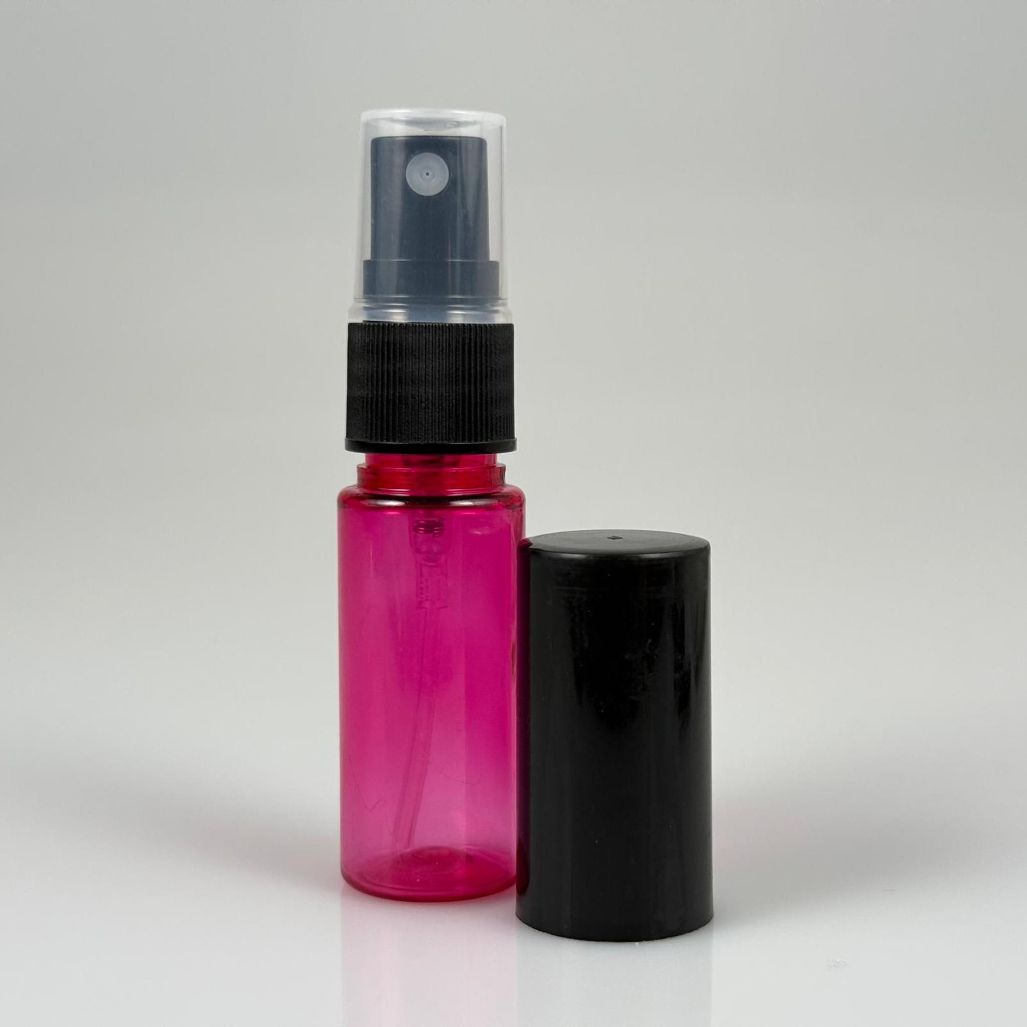 15 CC PEMBE PARFÜM ŞİŞESİ PLASTİK - SİYAH SPREY + SİYAH KAPAK - 15 ML PARFÜM ŞİŞESİ PET