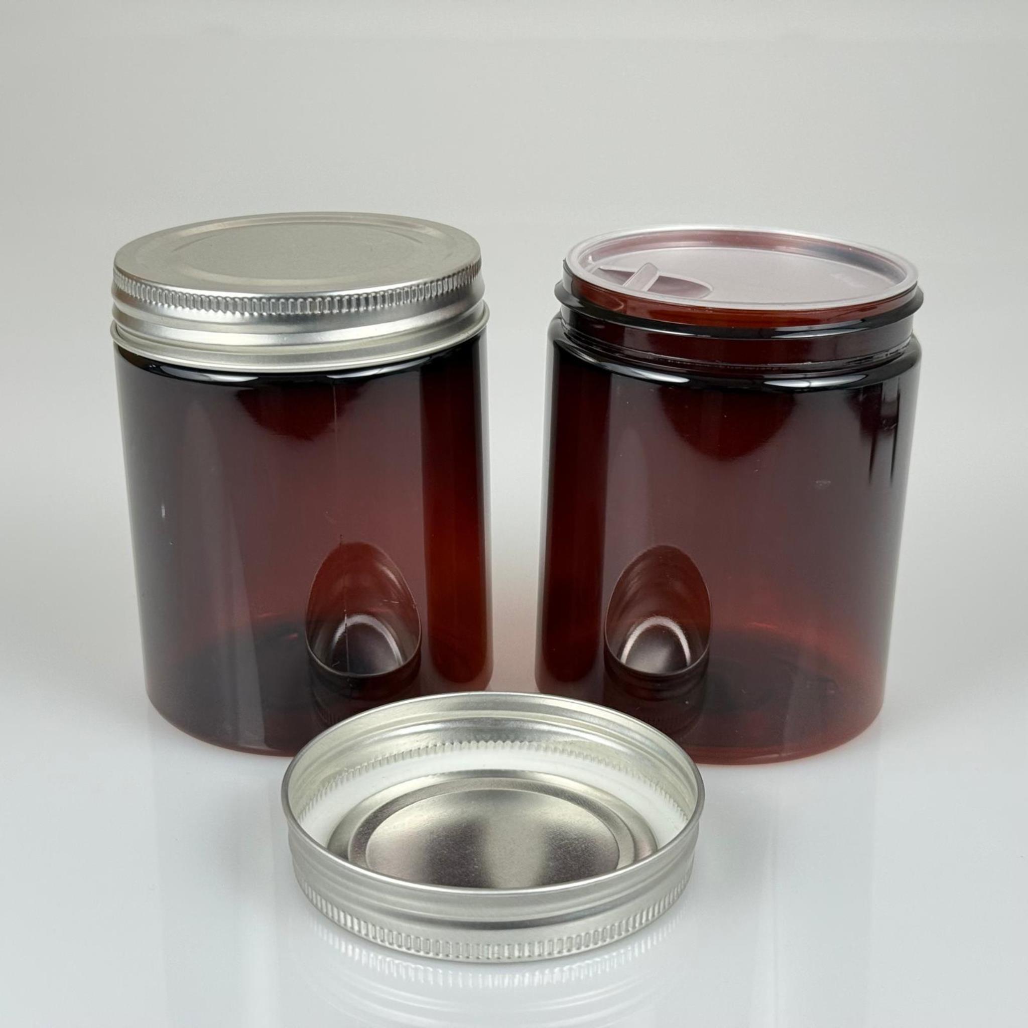 300 ML SERT PET KAVANOZ + GÜMÜŞ METAL KAPAK + İÇ TIPA - 300 CC KALIN AMBER PLASTİK KAVANOZ GÜMÜŞ METAL KAPAKLI İÇ TIPALI TAKIM - KREM KAVANOZLARI