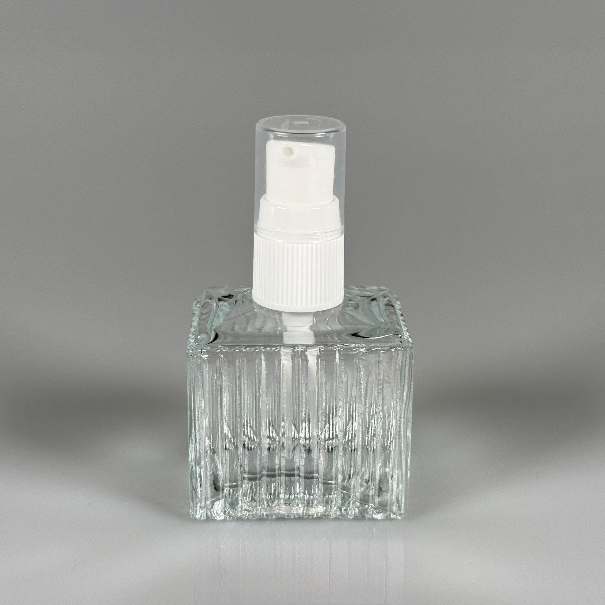 50 CC DESENLİ ÇİZGİLİ CAM ŞİŞE - BEYAZ LOSYON POMPALI - 50 ML PRESTİJLİ ŞİŞE