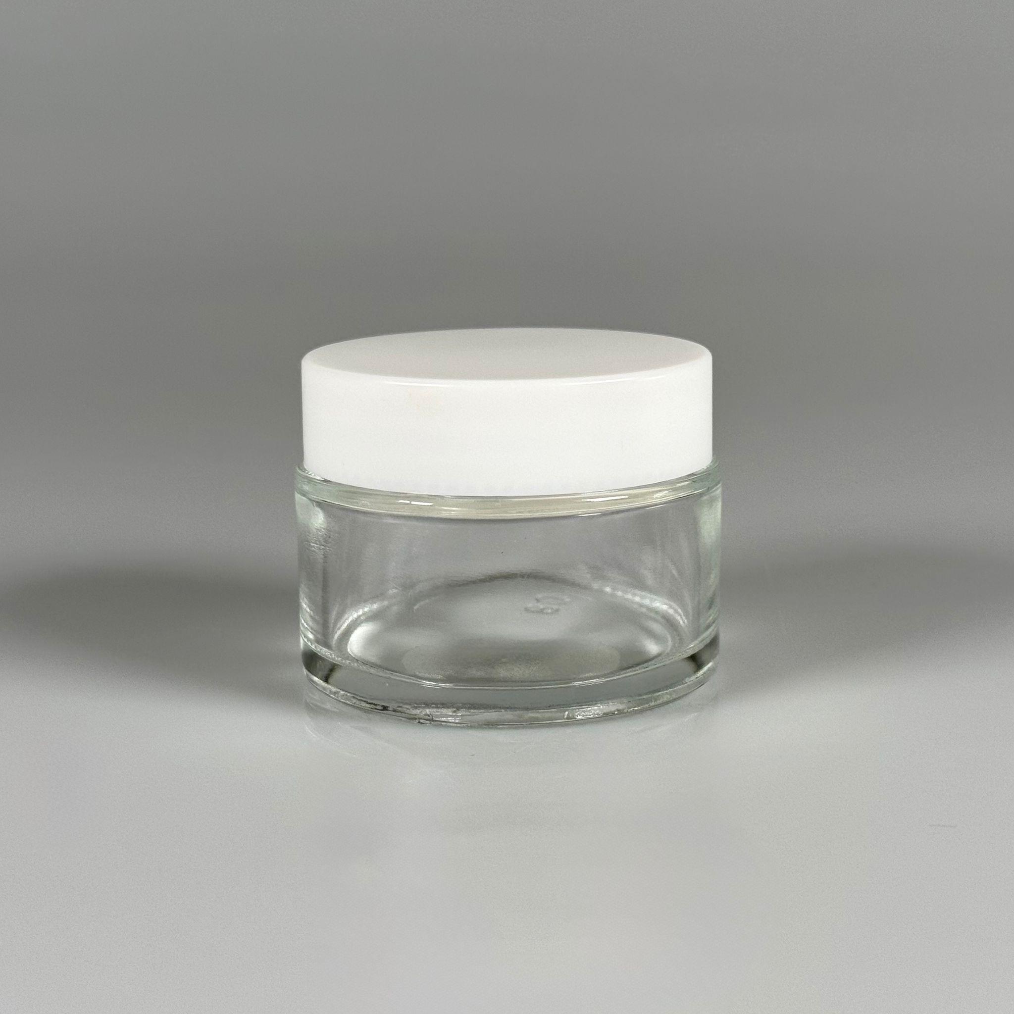 50 CC CAM ŞEFFAF KREM KAVANOZU - BEYAZ KAPAKLI İÇ CONTALI - 50 ML CAM KAVANOZ  - KOZMETİK KAVANOZ