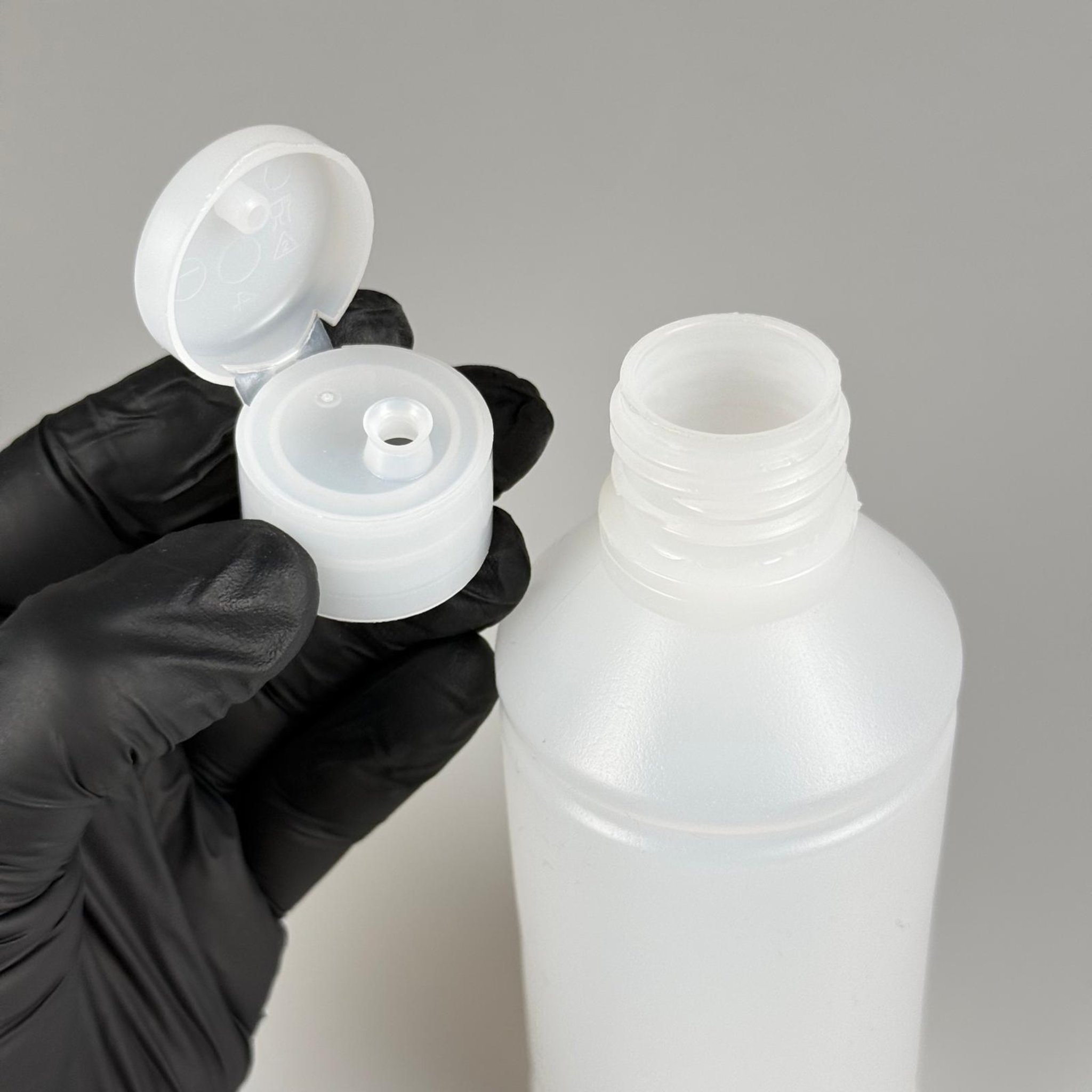 250 CC TİNER ŞİŞESİ - ŞEFFAF FLİPTOP KAPAKLI - 250 ML KİMYASALA DAYANIKLI PLASTİK ŞİŞE - 0,25 LT POLİETİLEN ŞİŞE
