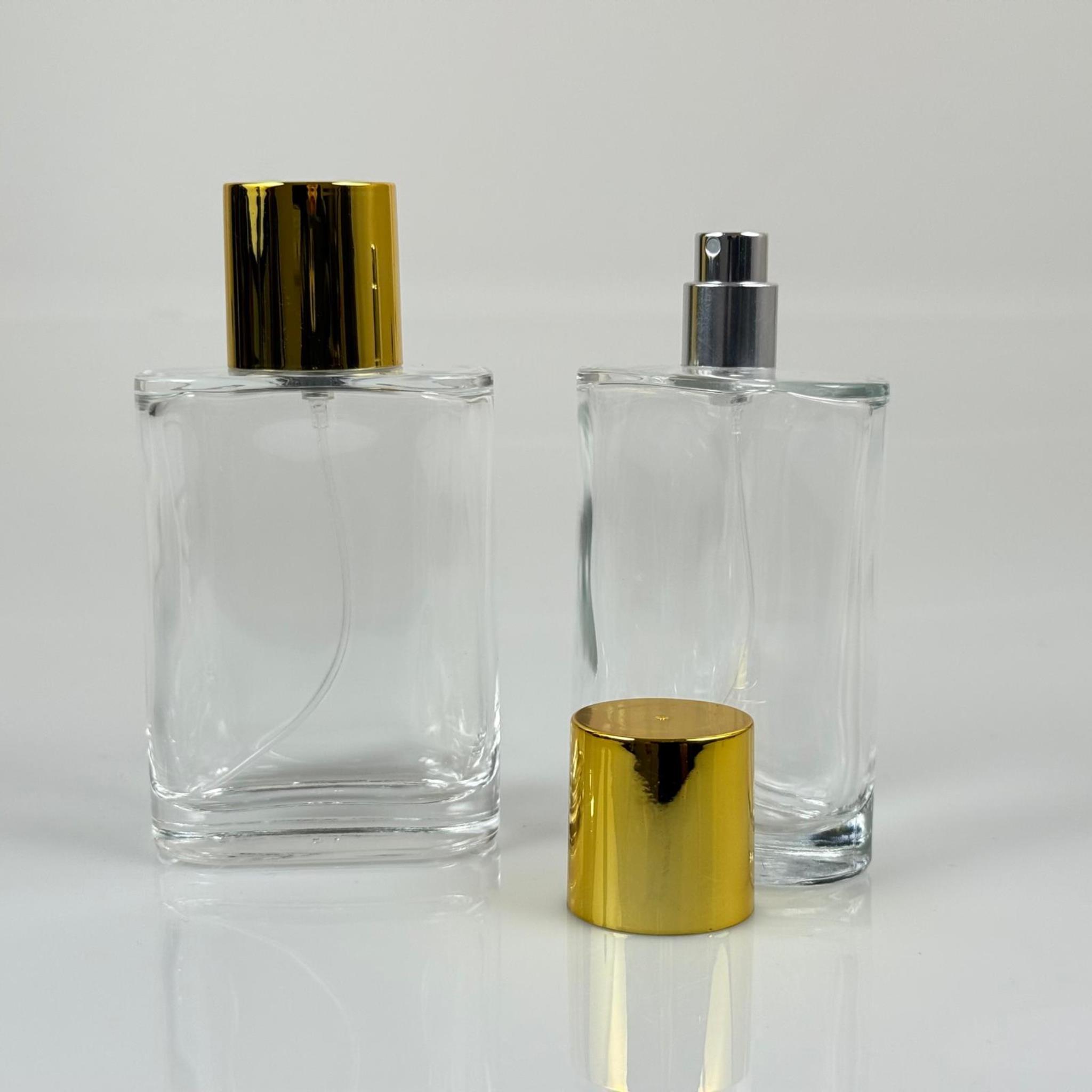 100 ML YASSI MODEL CEO PARFÜM ŞİŞESİ + GÜMÜŞ METAL SPREYLİ + GOLD GENİŞ KAPAKLI (AĞIZ 15 MM GEÇME KOLAY KAPAMA)