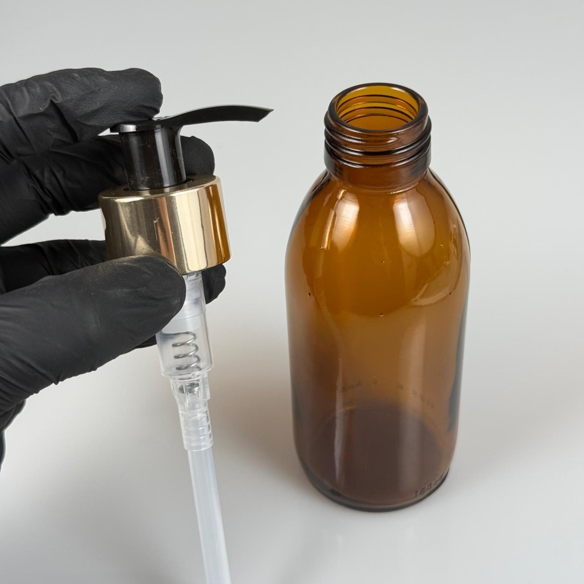 160 CC AMBER CAM ŞİŞE  - GOLD SIVI SABUN POMPALI TAKIM - 160 ML CAM SIVI LOSYON, YAĞ ŞİŞELERİ