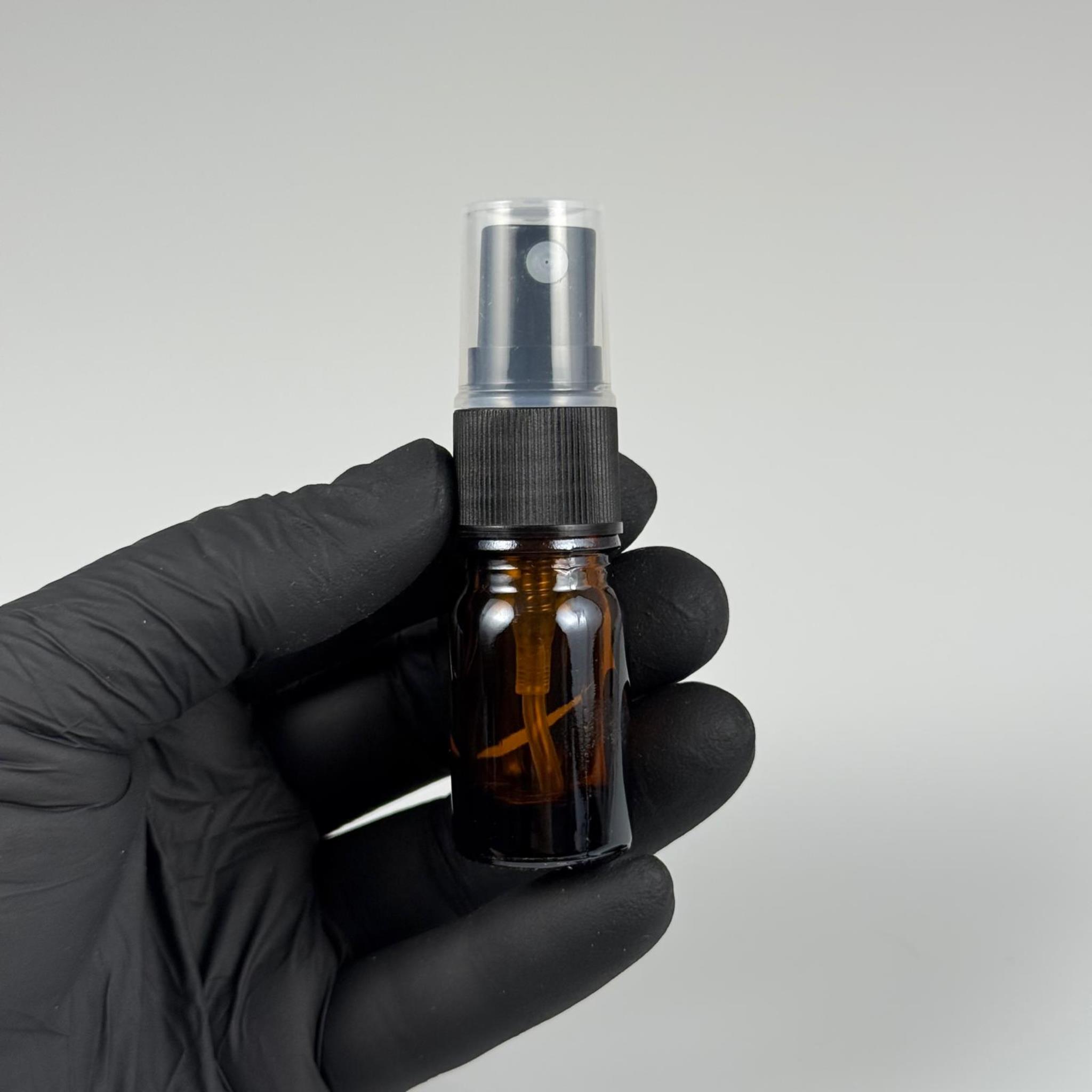 5 CC AMBER CAM ŞİŞE SİYAH SPREYLİ TAKIM - 5 ML SPREYLİ KAHVERENGİ CAM ŞİŞE