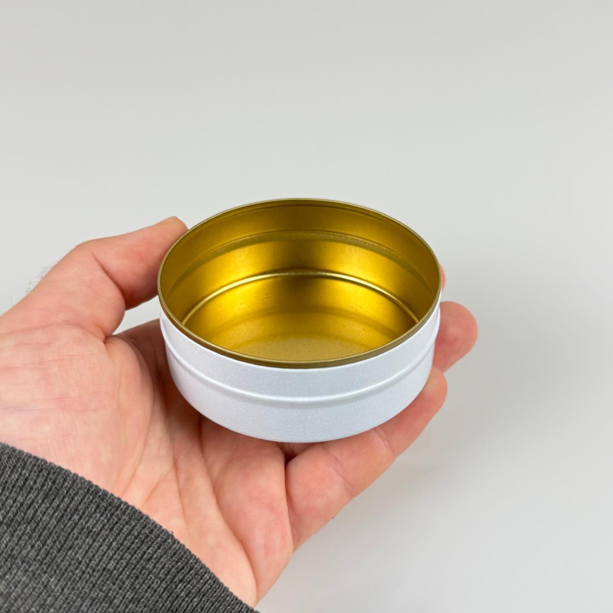 100 CC TENEKE KUTU - BEYAZ - KAPAKSIZ - METAL AMBALAJ - MUM TENEKESİ 74 X 27 MM