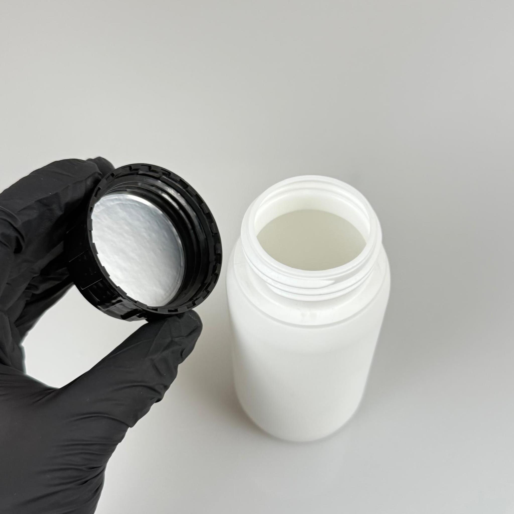 0,25 LT ZİRAİ İLAÇ BİDONU BEYAZ + SİYAH ALÜMİNYUM FOLYOLU İNDİKSİYON CONTA SK50 KAPAK - 250 CC PE POLİETİLEN TARIM BİDON