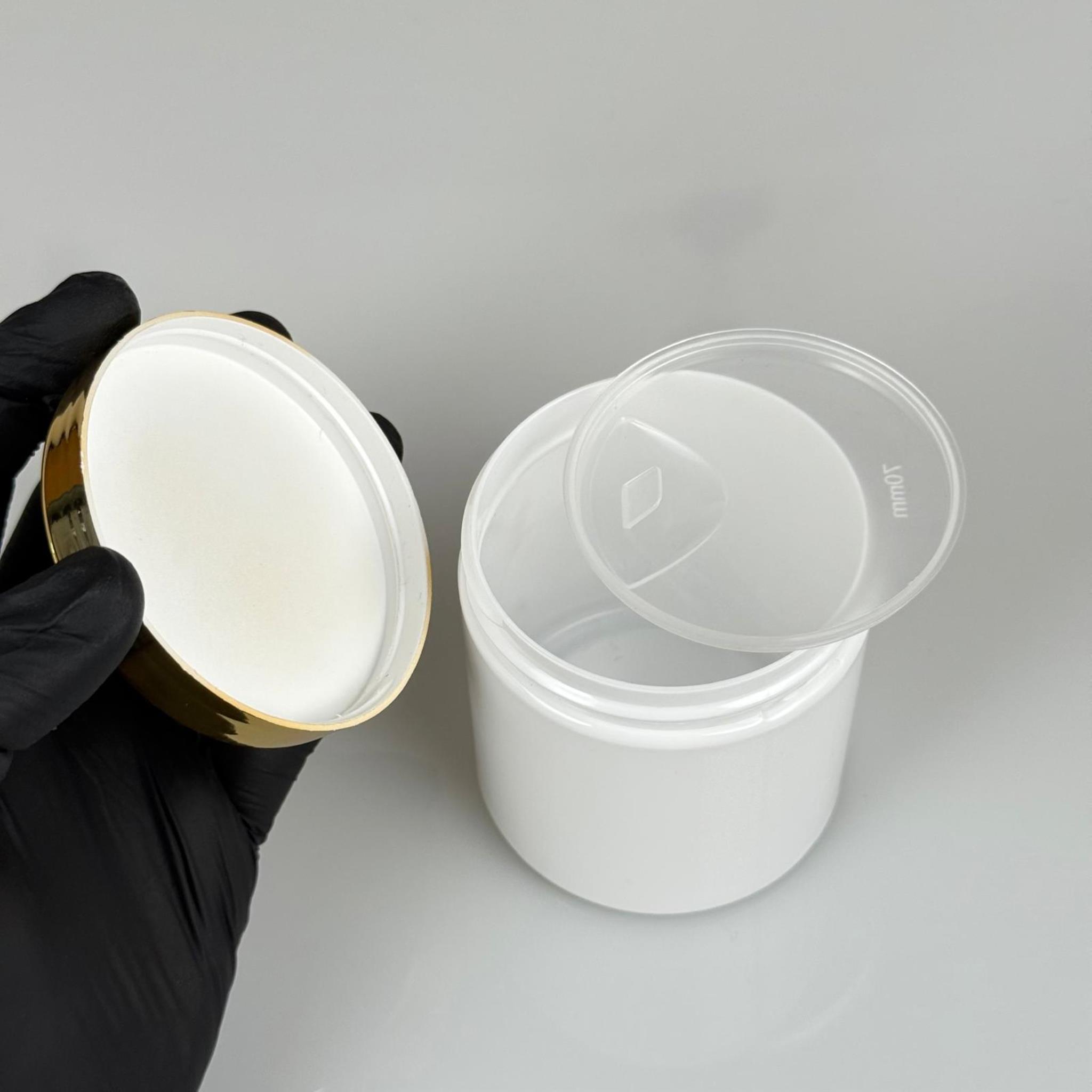 250 ML SERT PET KAVANOZ + GOLD KAPLAMALI PLASTİK KAPAK + İÇ TIPA - 250 CC KALIN BEYAZ PLASTİK KAVANOZ GOLD KAPLAMALI PLASTİK KAPAKLI İÇ TIPALI TAKIM - KREM KAVANOZLARI