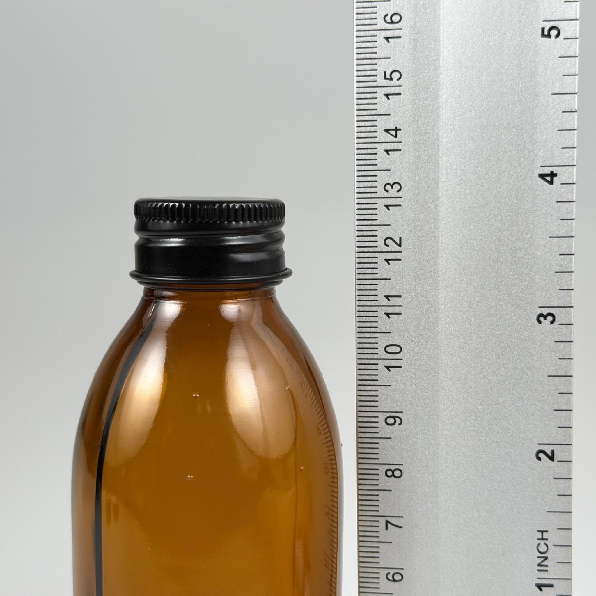 160 CC AMBER CAM ŞİŞE - SİYAH METAL ALÜMİNYUM KAPAKLI - 160 ML CAM ŞİŞE - KAHVERENGİ ECZA ŞİŞESİ