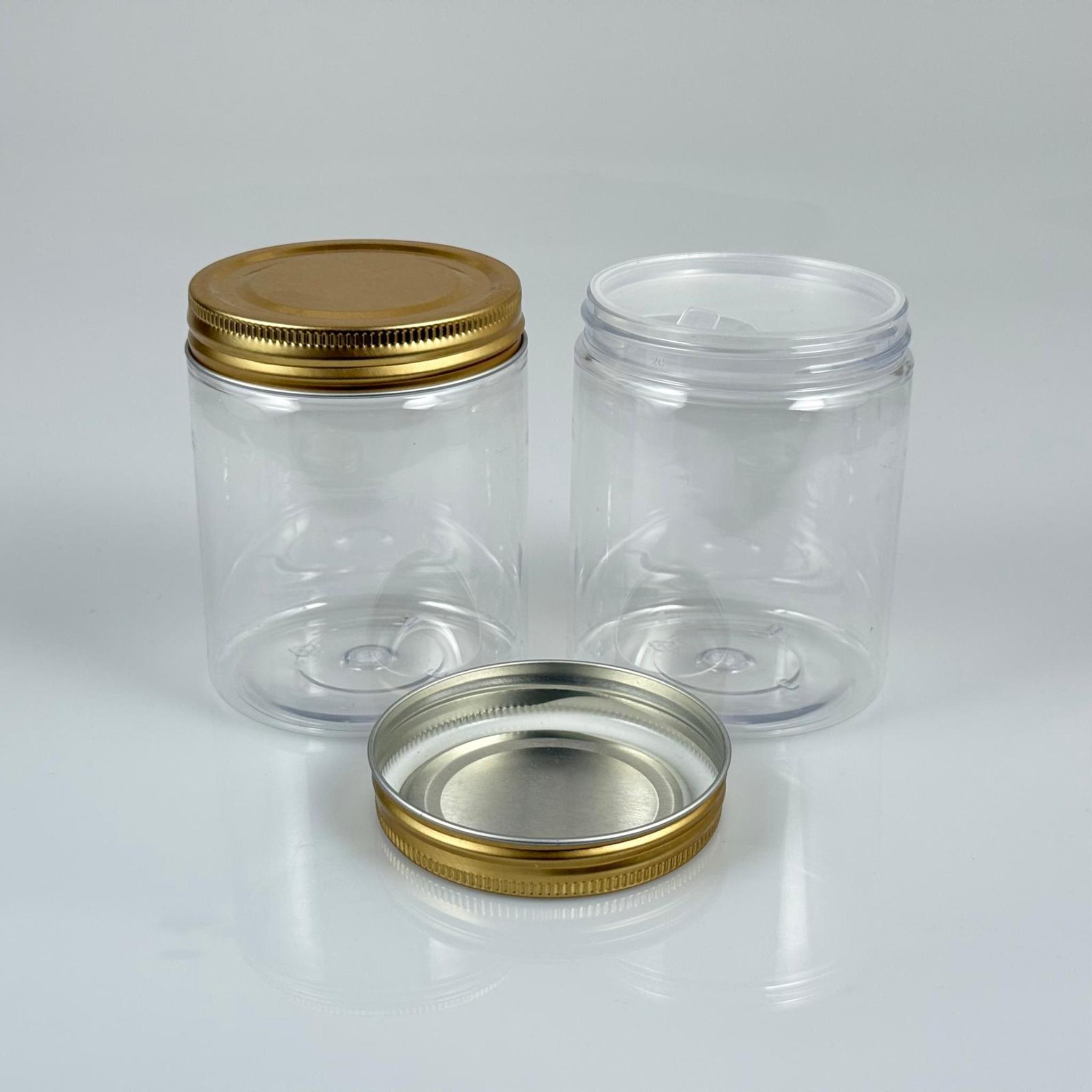 300 ML SERT PET KAVANOZ + GOLD METAL KAPAK + İÇ TIPA - 300 CC KALIN ŞEFFAF PLASTİK KAVANOZ GOLD METAL KAPAKLI İÇ TIPALI TAKIM - KREM KAVANOZLARI