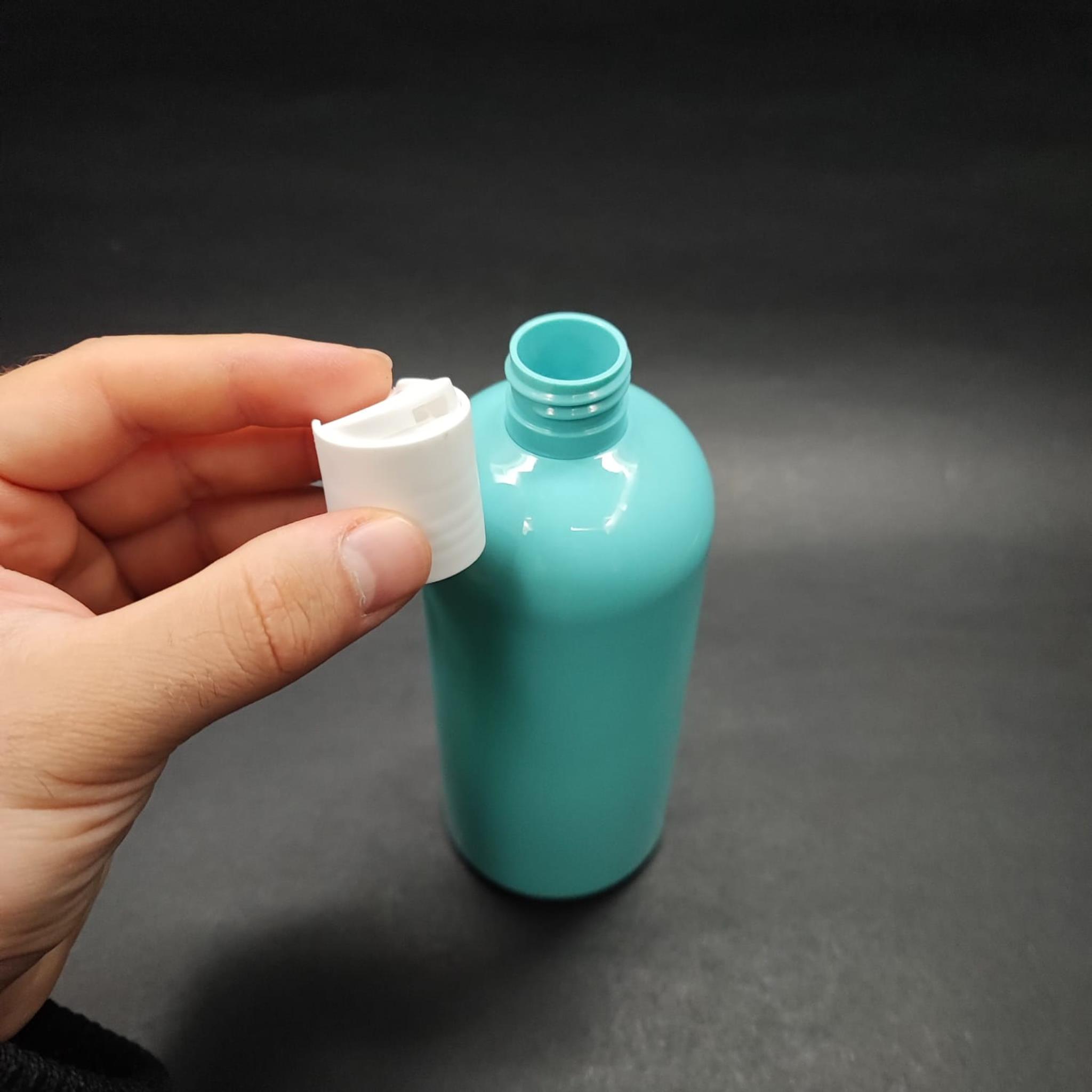 400 CC OVAL BOYUNLU SİLİNDİR PET ŞİŞE (30 GR) - BEYAZ DİSKTOP ŞAMPUAN KAPAKLI - 400 ML PLASTİK ŞİŞE - TURKUAZ