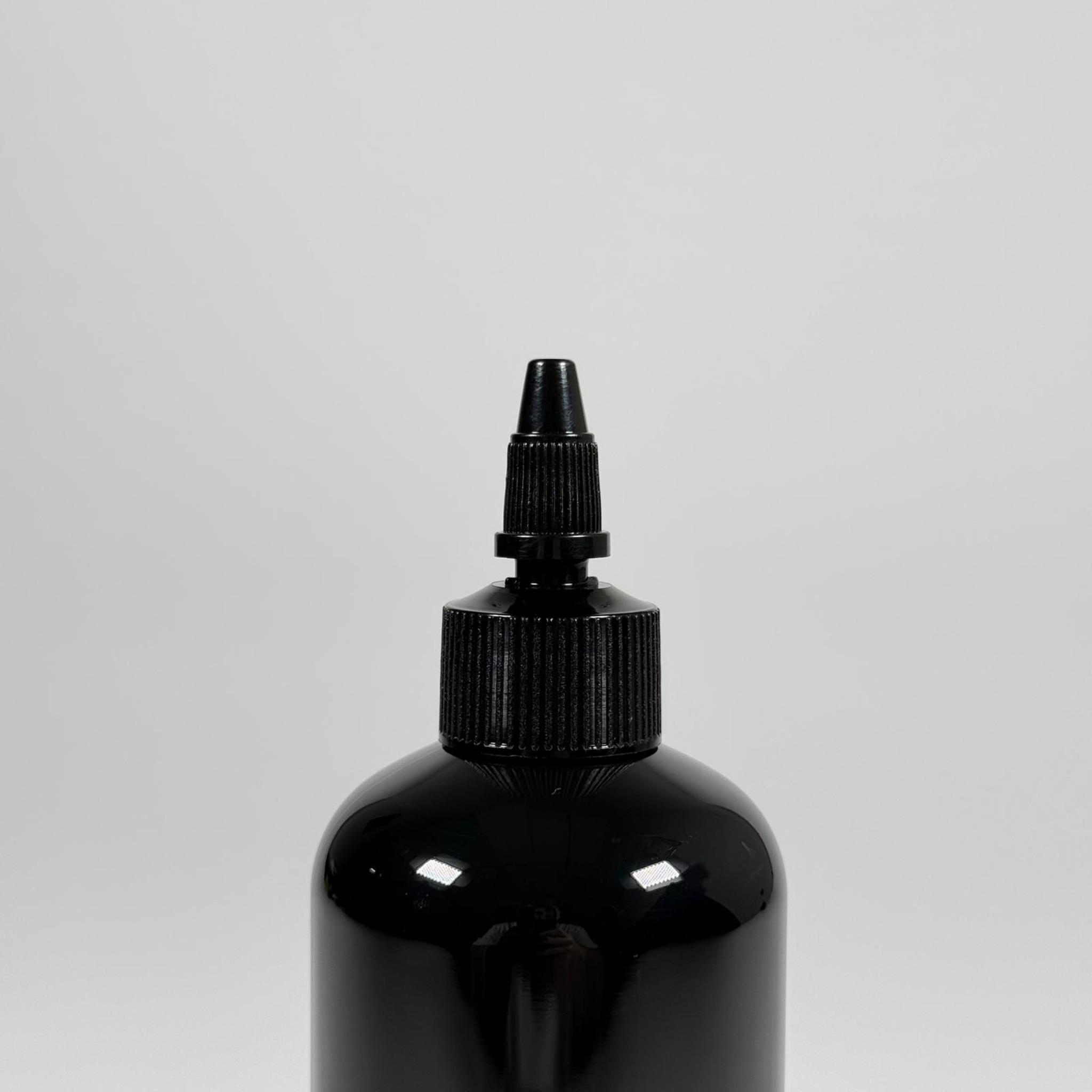 YAĞ, SOS, ACI SOS, SİRKE, SRIRACHA, MÜREKKEP, TUTKAL AKITICI VB BOŞ ŞİŞELERİ - SİYAH SİVRİ TWİST AKITICI KAPAK + 250 ML SİYAH ZEYNEP PET PLASTİK ŞİŞE TAKIM