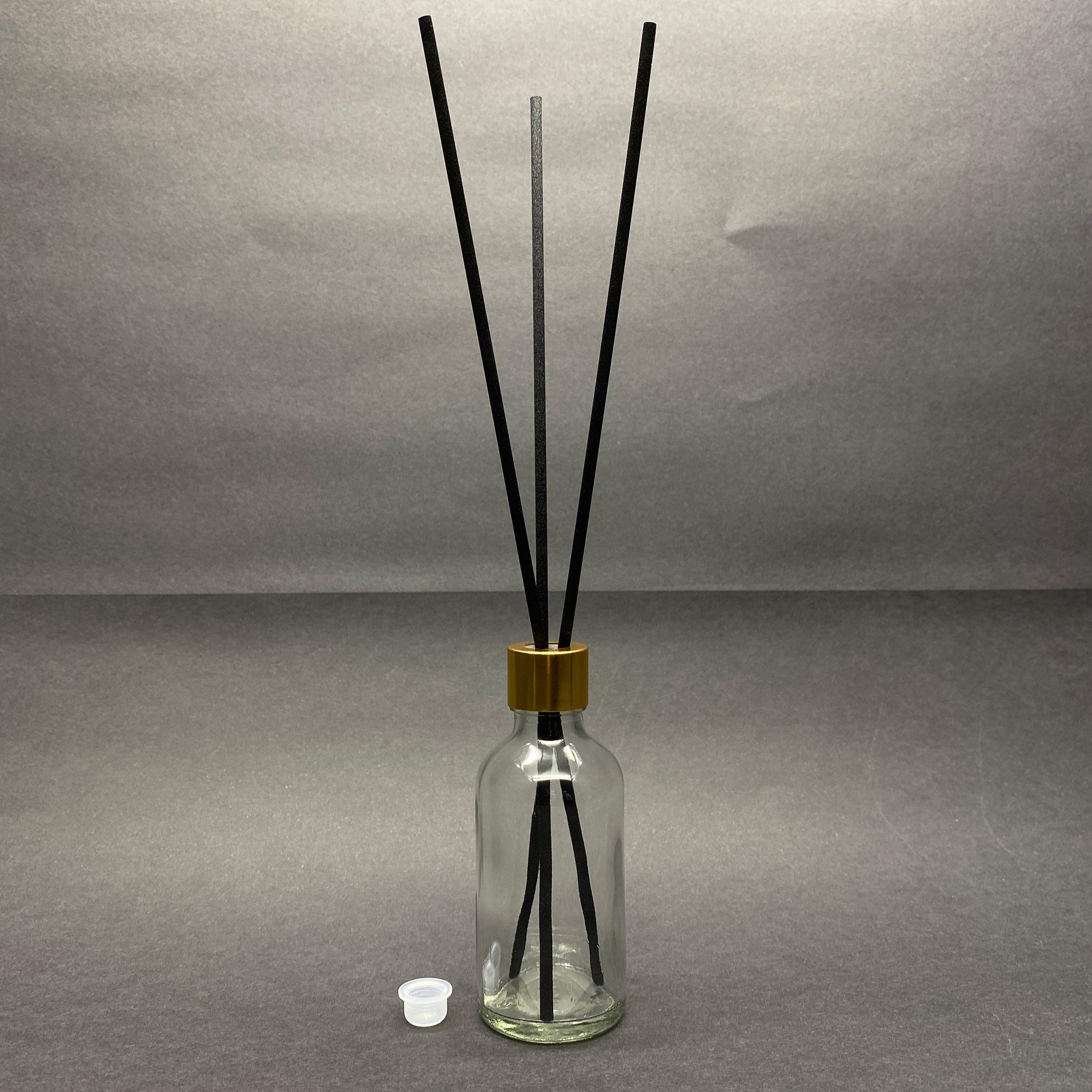 50 CC CAM BAMBU ODA KOKUSU ŞİŞESİ - 50 ML ÇUBUKLU BAMBU ODA KOKUSU ŞİŞESİ - DİFÜZÖR ŞİŞE- CAM ŞİŞE + GOLD METAL KAPAK + PLASTİK TIPA + 3 ADET FİBER SİYAH BAMBU ÇUBUK