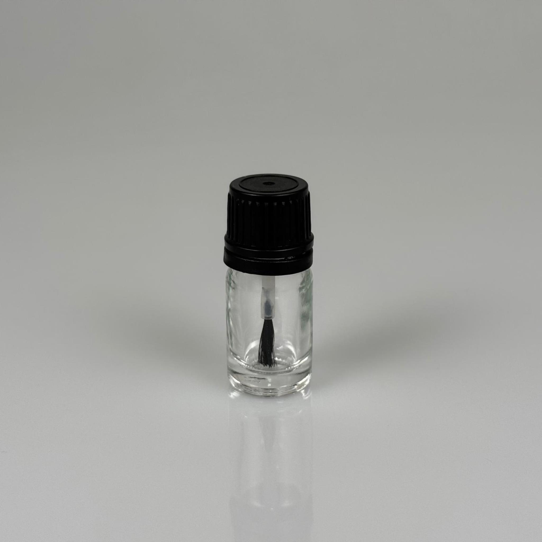 5 CC FIRÇALI CAM ŞİŞE - ŞEFFAF - 5 ML SİYAH KAPAKLI FIRÇALI CAM ŞİŞE - CAM OJE ŞİŞESİ FIRÇALI BEYAZ KAPAKLI TAKIM - BOŞ OJE ŞİŞESİ, FIRÇALI ŞİŞE, OTOMOTİV VE MOBİLYA İÇİN RÖTÜŞ BOYA ŞİŞESİ VB. ÇOK AMAÇLI FIRÇALI ŞİŞE