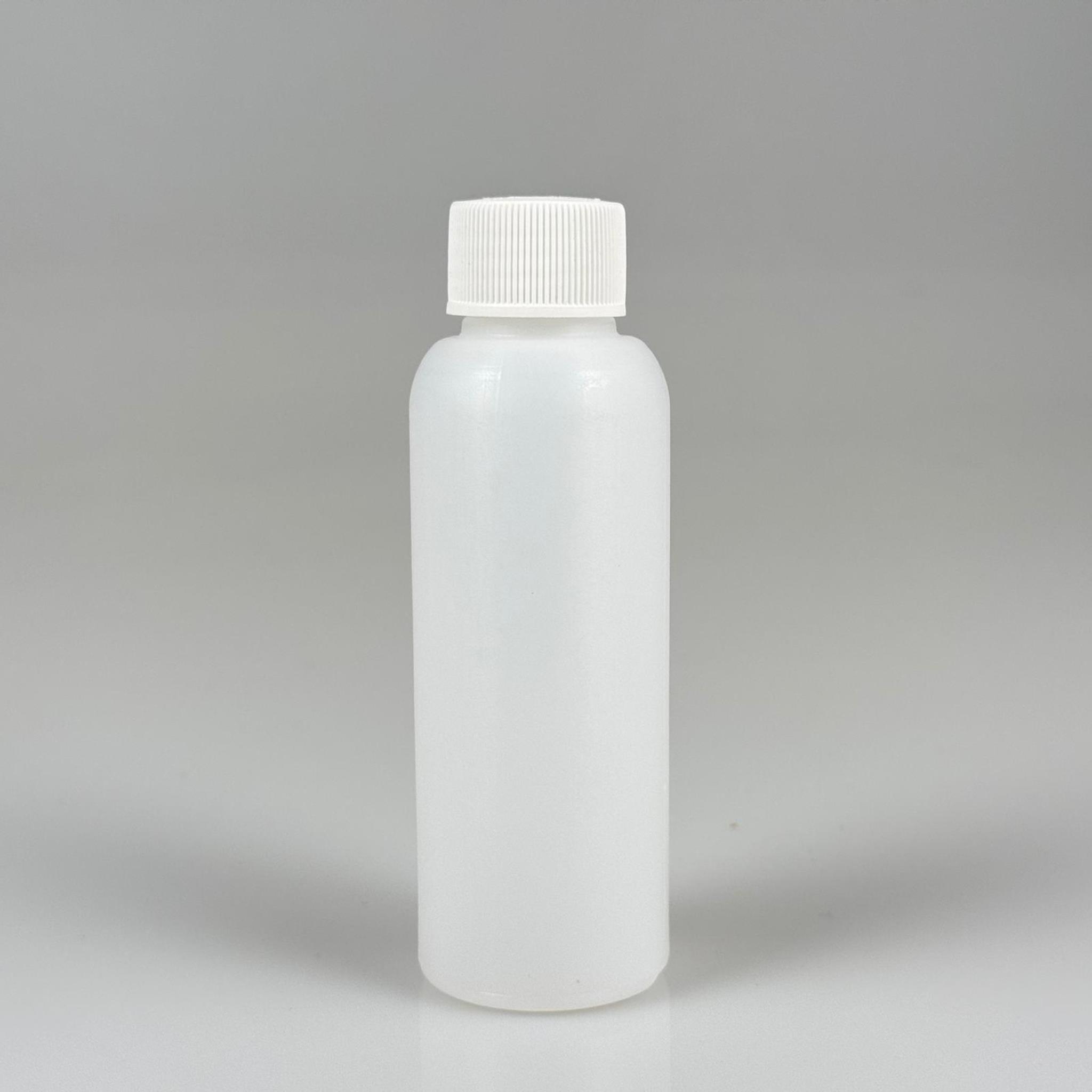 100 CC NATÜREL SERT POLİETİLEN ŞİŞE + BEYAZ PLASTİK KAPAKLI ( 24 MM ) + PLASTİK TIPALI - 100 ML SERT POLİETİLEN ASETON ŞİŞESİ