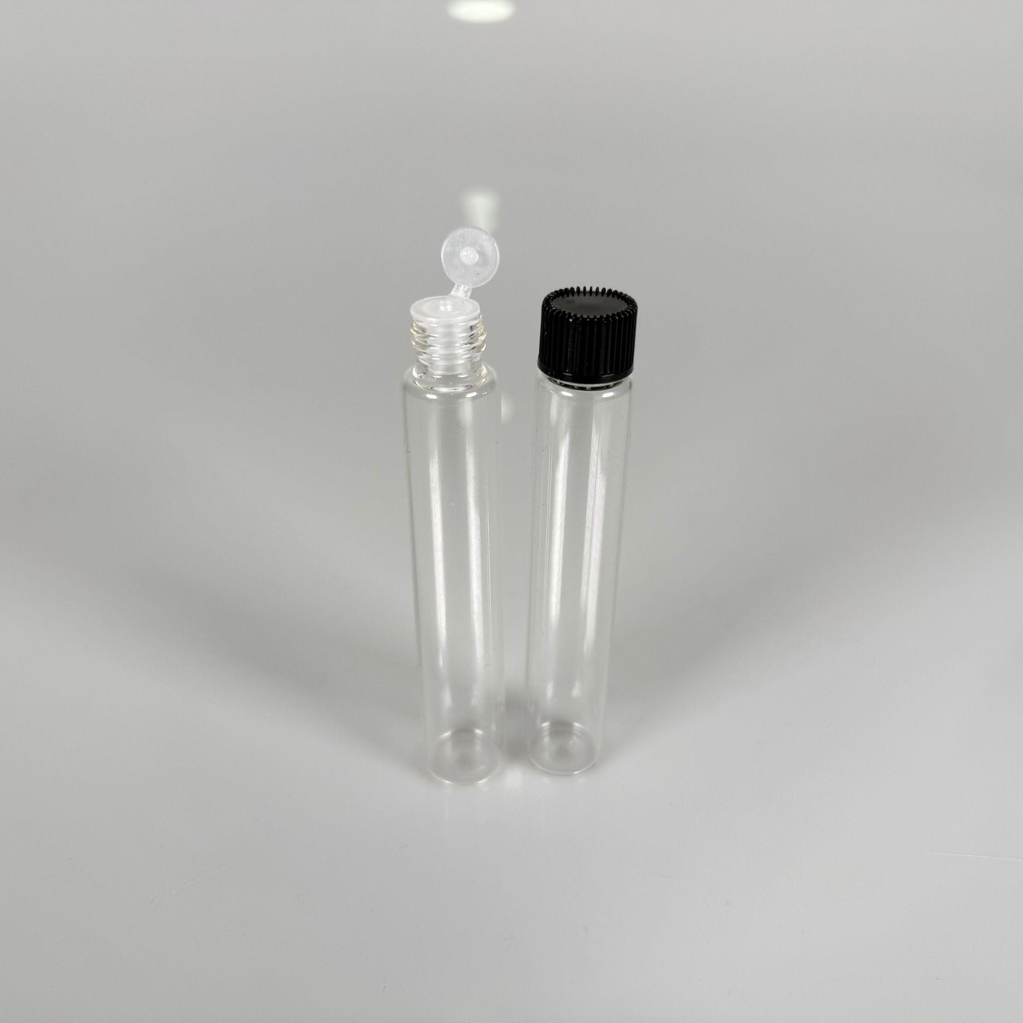 15 CC ŞEFFAF İNCE CAM ŞİŞE - SİYAH KAPAKLI + İÇTEN DAMLALIKLI - KAPAKSIZ 15 ML CAM ŞİŞE