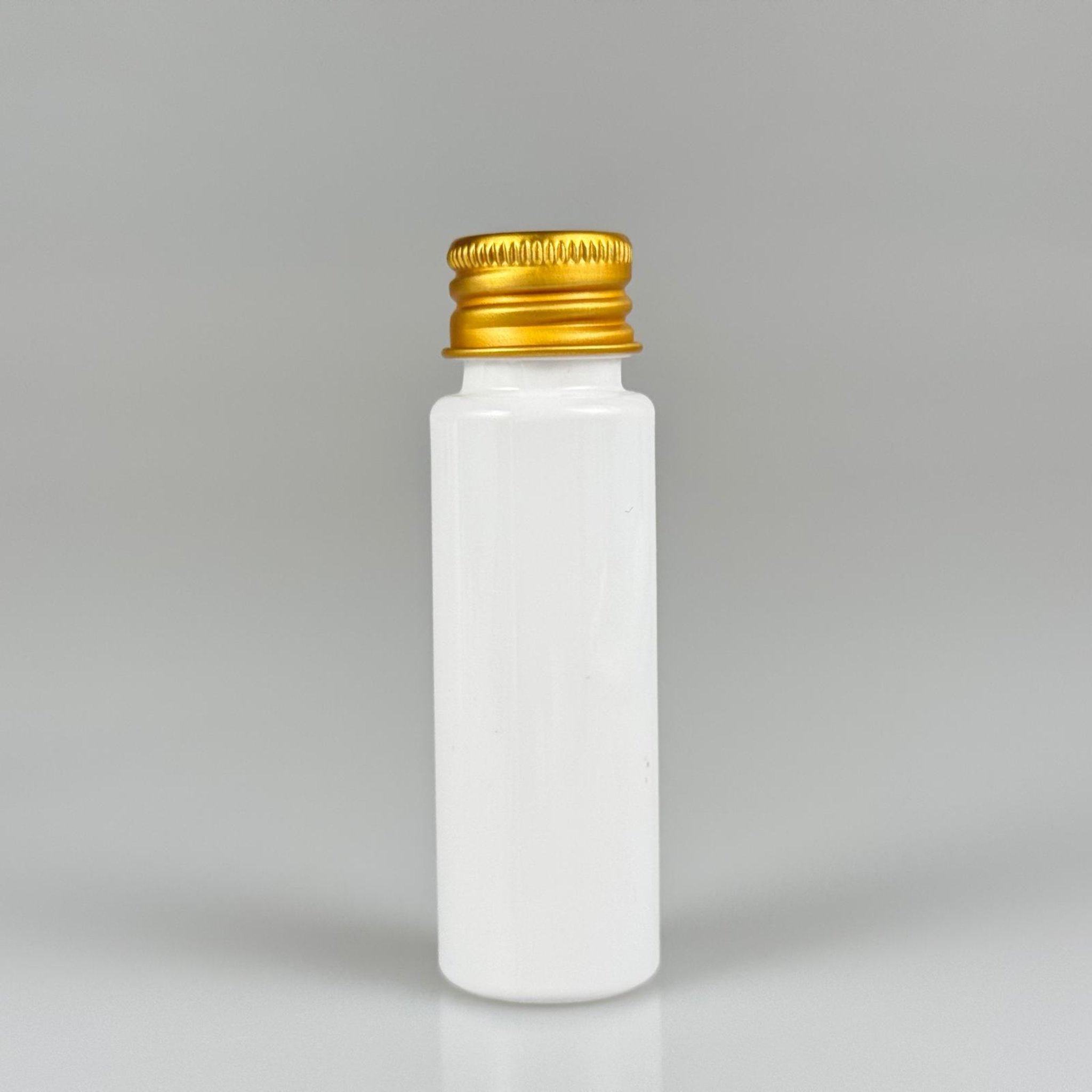 20 CC BEYAZ PET SHOT ŞİŞE - KÖPÜK CONTALI GOLD ALÜMİNYUM METAL KAPAKLI TAKIM - 20 ML PLASTİK ŞİŞE