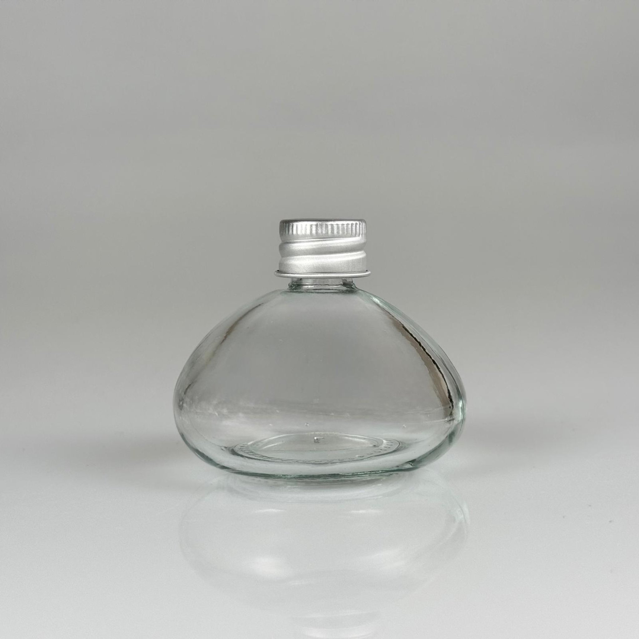 50 CC BASIK CAM ŞİŞE + GÜMÜŞ ALÜMİNYUM METAL KAPAKLI TAKIM - 50 ML ŞEFFAF CAM ŞİŞE