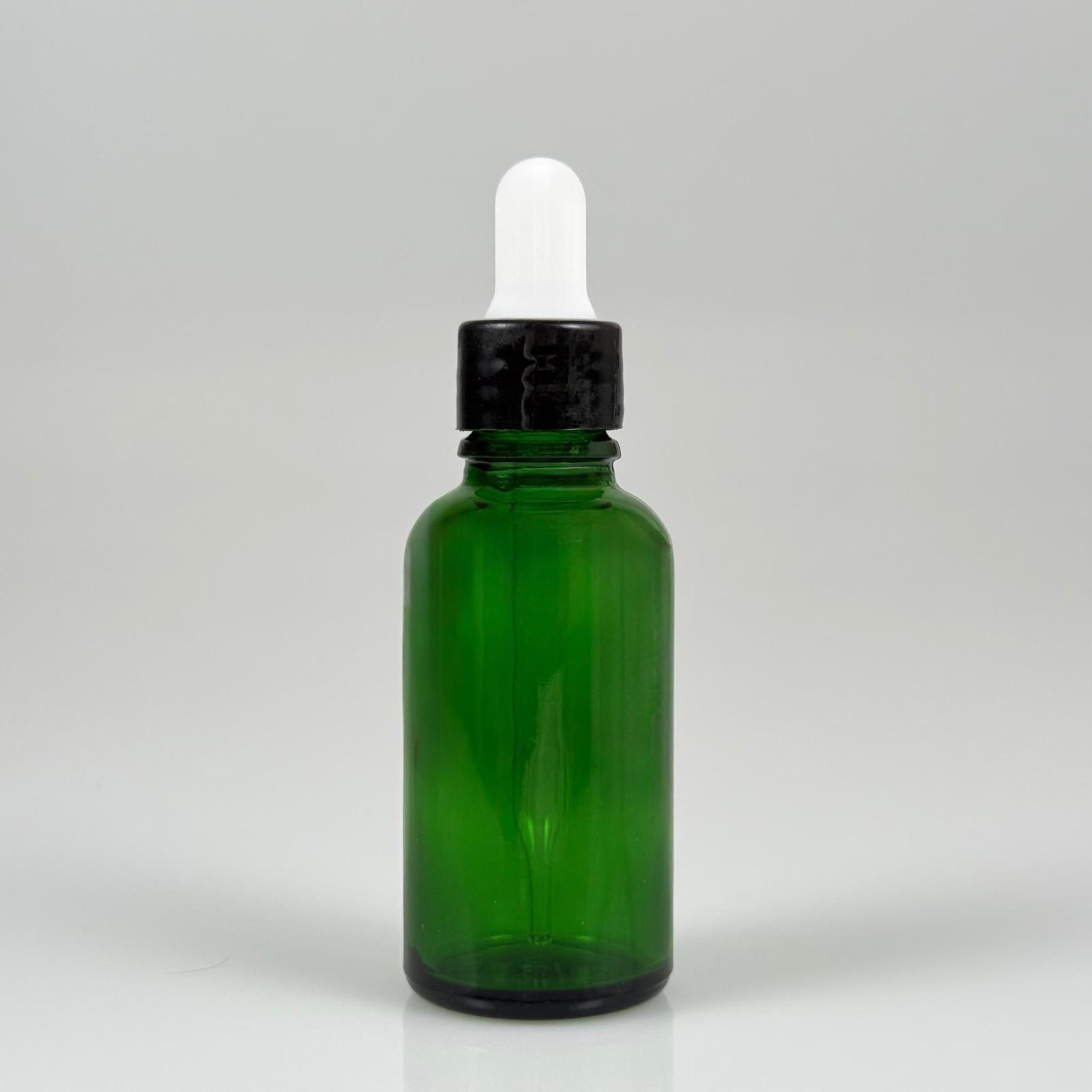 30 CC YEŞİL İNCE UÇLU CAM DAMLALIKLI ŞİŞE - BEYAZ EMZİK + SİYAH DÜZ KAPAK + CAM PİPET TAKIM - 30 ML YEŞİL DAMLALIKLI ŞİŞE SETİ