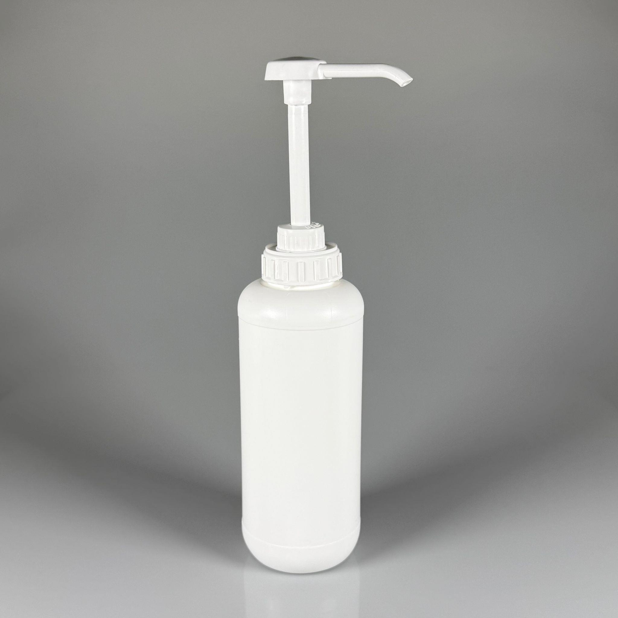 SOS, KETÇAP, ŞURUP, KİMYASAL, JEL VB İÇİN BOŞ DOZAJLI POMPALI POLİETİLEN PLASTİK ŞİŞE - 1000 CC BEYAZ