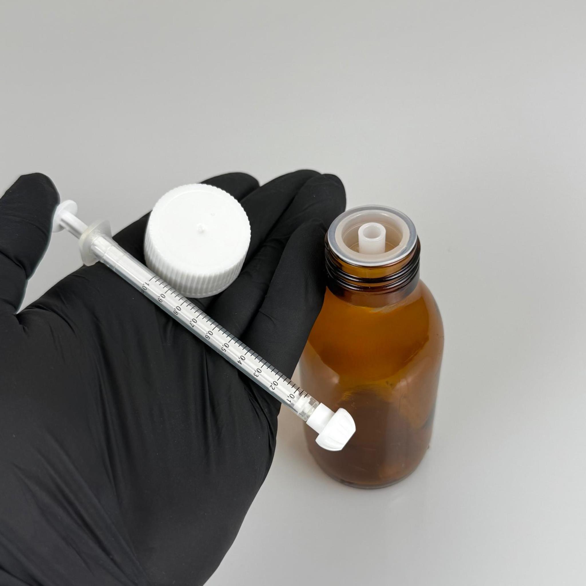 100 ML CAM ECZA ŞİŞESİ + 1 ML DOZAJ PİPETİ + DOZAJ TIPASI + CONTALI PLASTİK KAPAK TAKIM