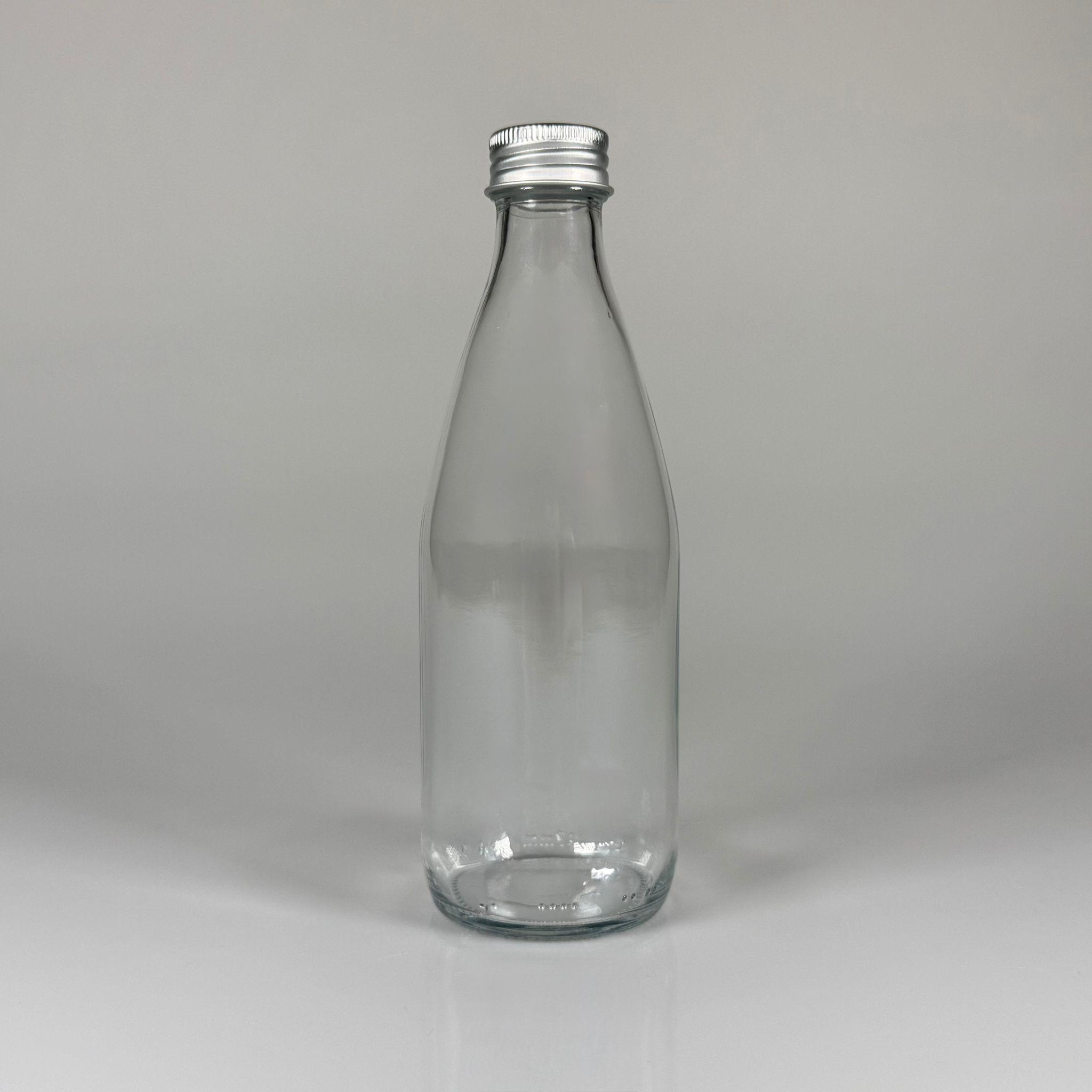 330 ML LÜKS CAM SU ŞİŞESİ - 330 CC BOŞ CAM SU ŞİŞELERİ - GÜMÜŞ ALÜMİNYUM METAL KAPAKLI (ELLE AÇILIP KAPANABİLİR) - RESTORAN, CAFE, OTEL VS İÇİN PREMİUM CAM ŞİŞE