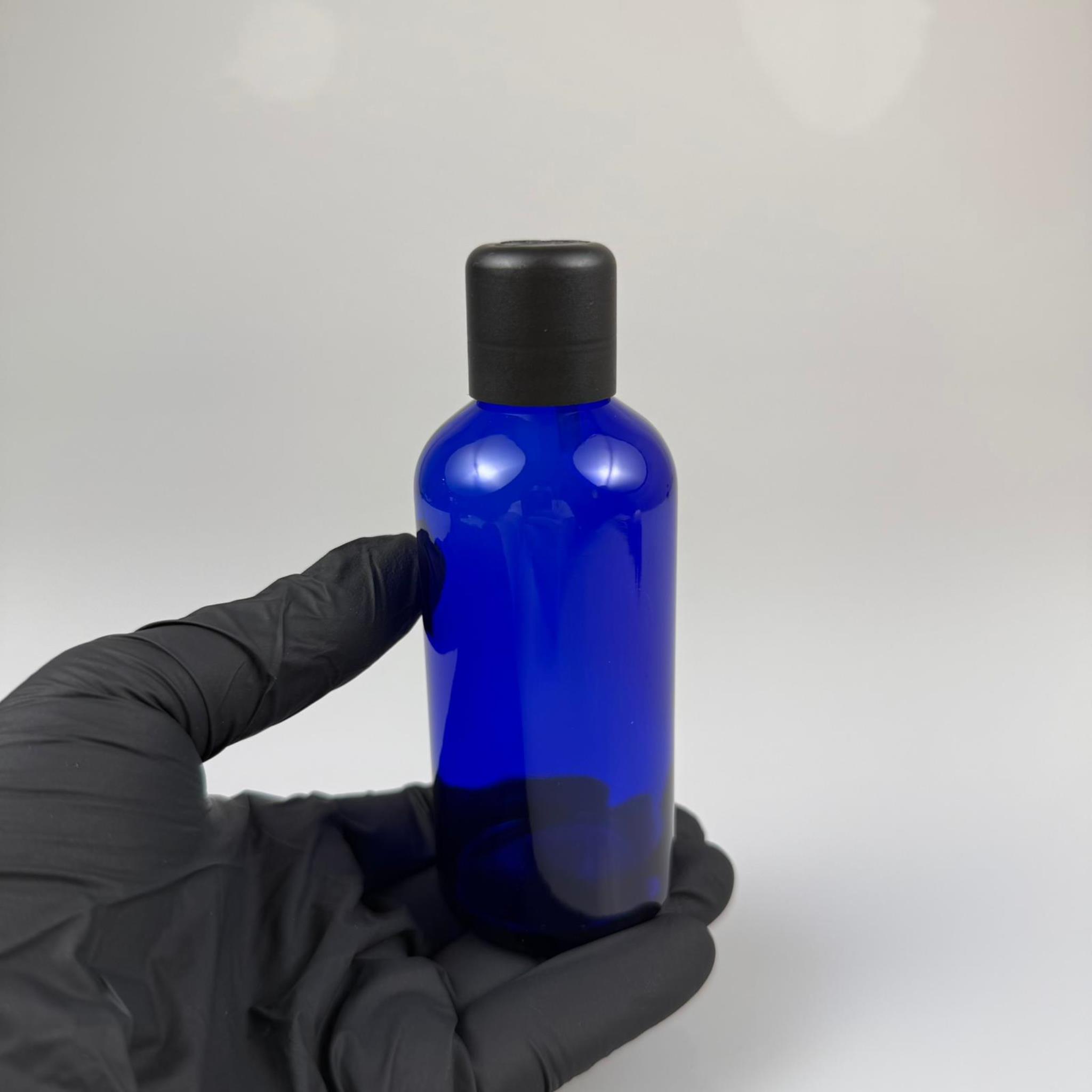 100 CC MAVİ CAM ŞİŞE + İÇTEN DAMLALIKLI ÇOCUK KİLİTLİ SİYAH KAPAK - MAVİ 100 ML KİLİT KAPAKLI DAMLATMALI ŞİŞE