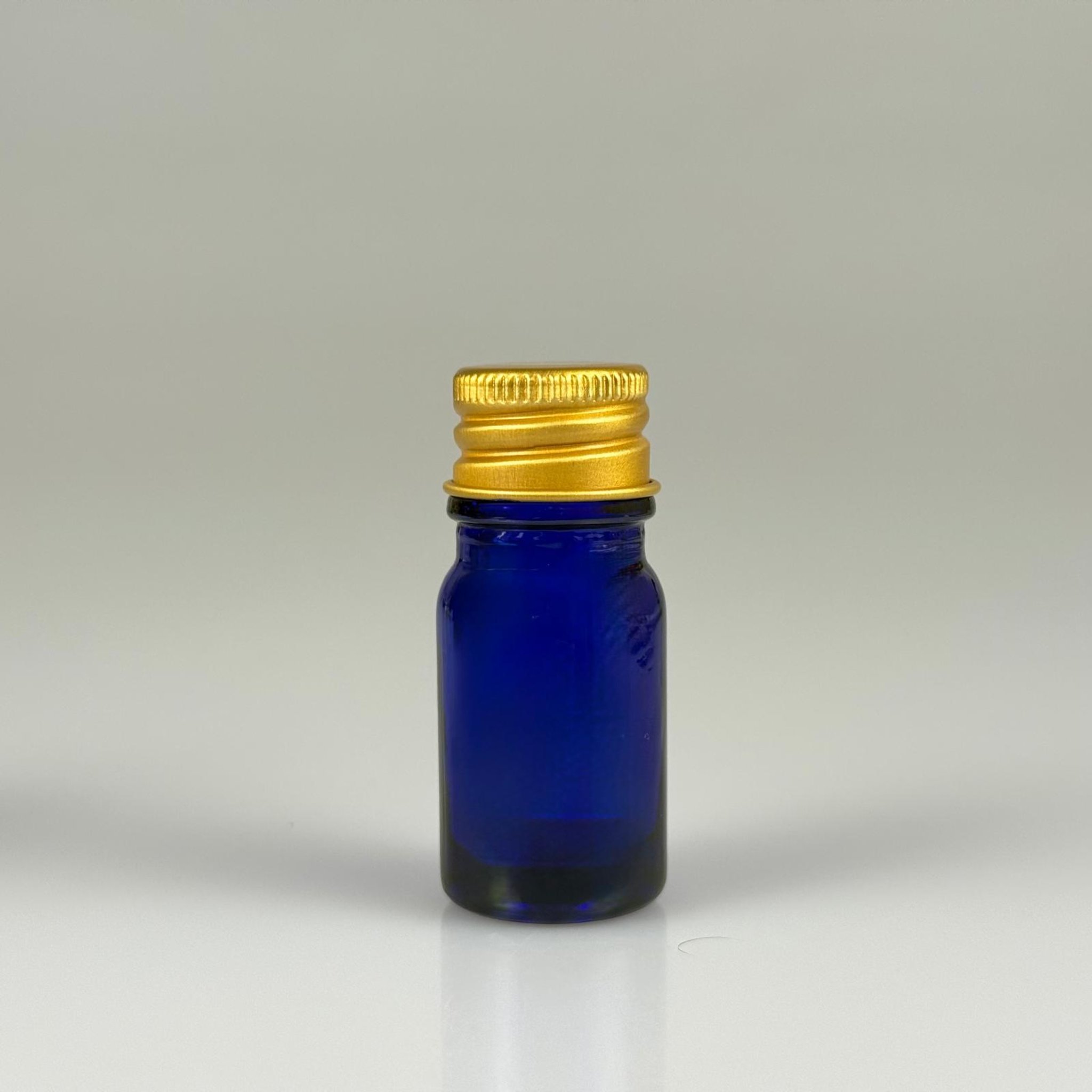 5 CC MAVİ CAM ŞİŞE + KÖPÜK CONTALI GOLD ALÜMİNYUM METAL KAPAKLI TAKIM - 5 ML MAVİ CAM ŞİŞE