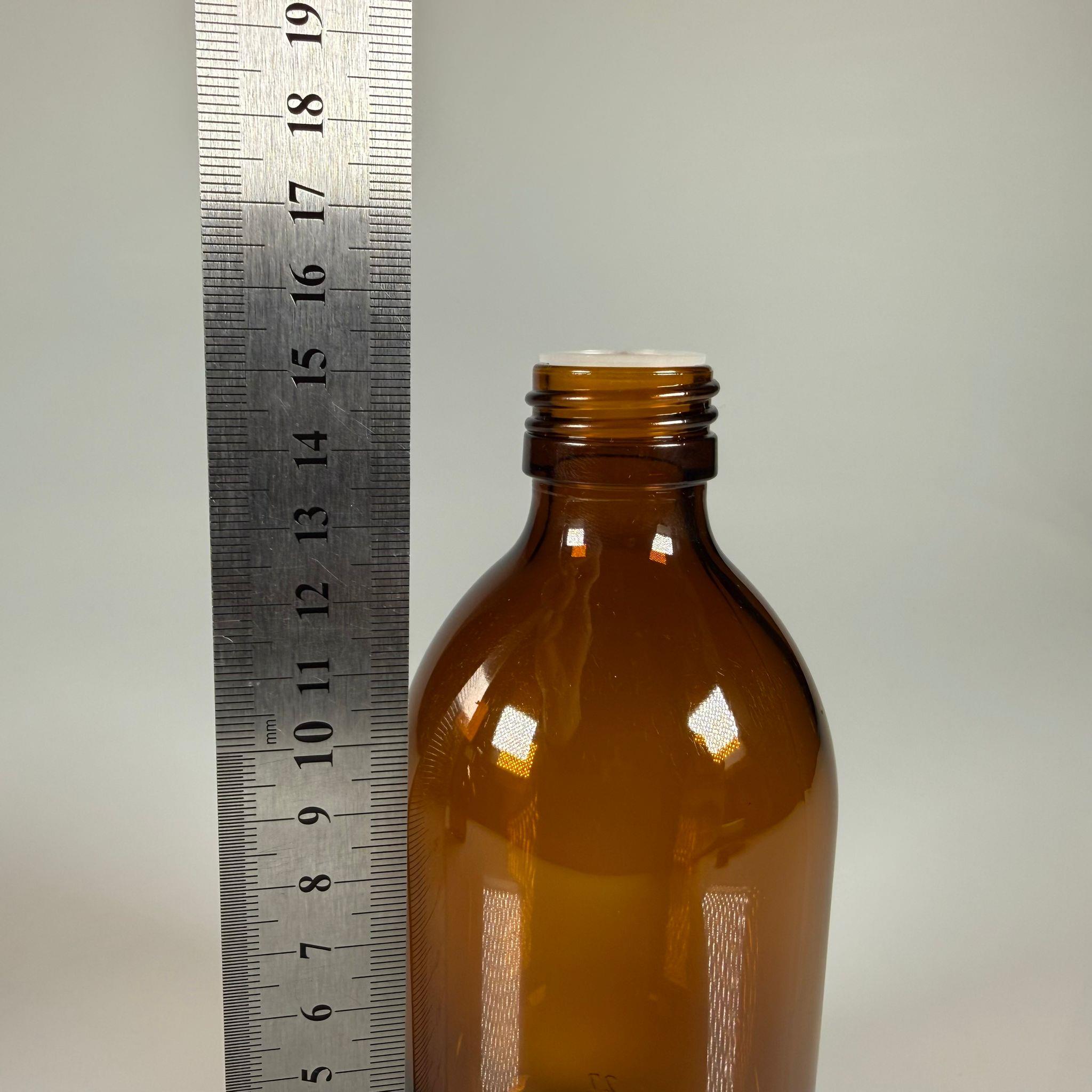 300 ML DOLUMU KOLAY, GENİŞ AĞIZLI İÇTEN DAMLALIKLI ŞİŞE (28 MM AĞIZ)  - 300 CC SİYAH CONTALI KAPAKLI İÇTEN DAMLALIKLI CAM ECZA ŞİŞESİ - AMBER KAHVERENGİ