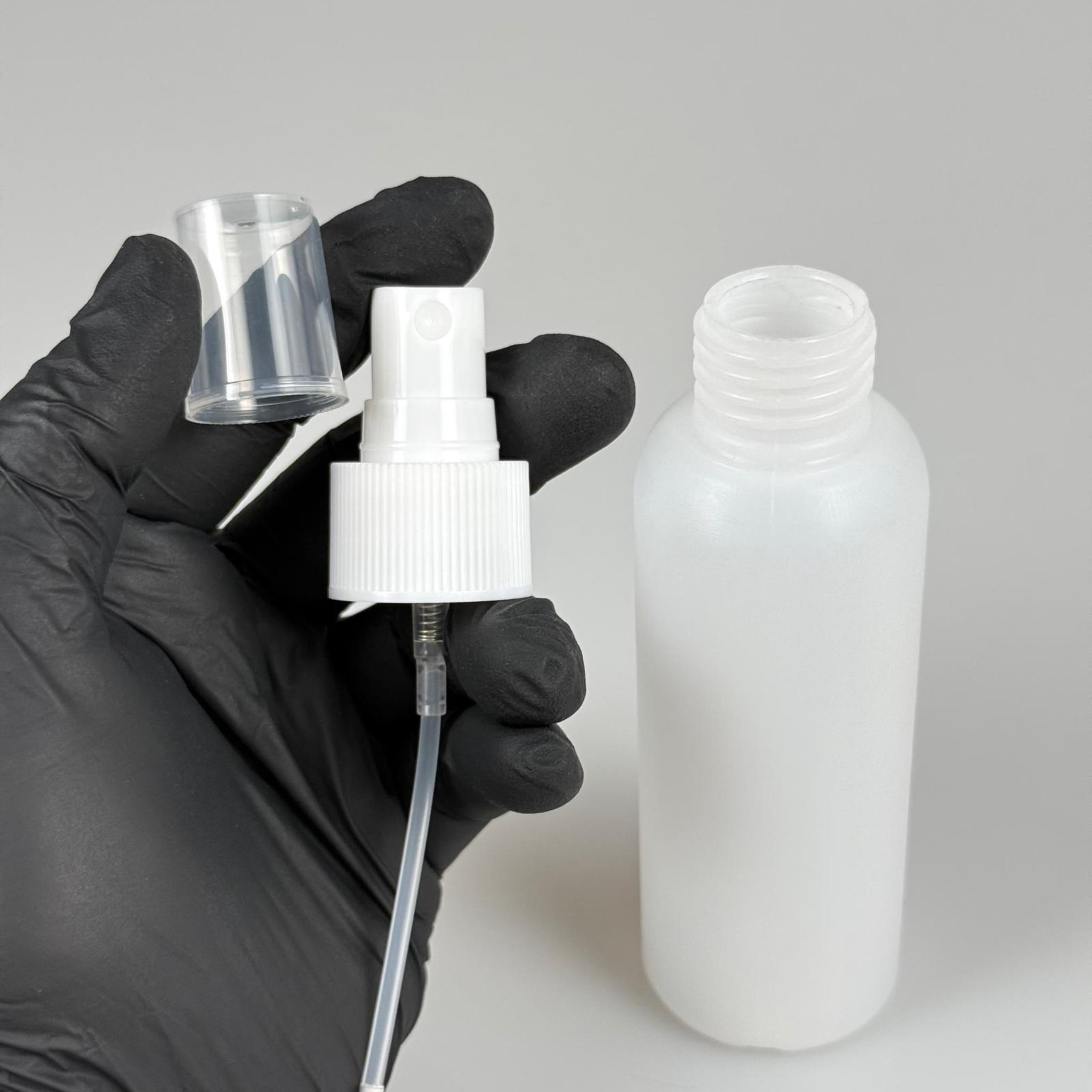 100 CC NATÜREL SERT POLİETİLEN ŞİŞE + BEYAZ SPREYLİ -  24 MM  - 100 ML SERT POLİETİLEN ŞİŞE