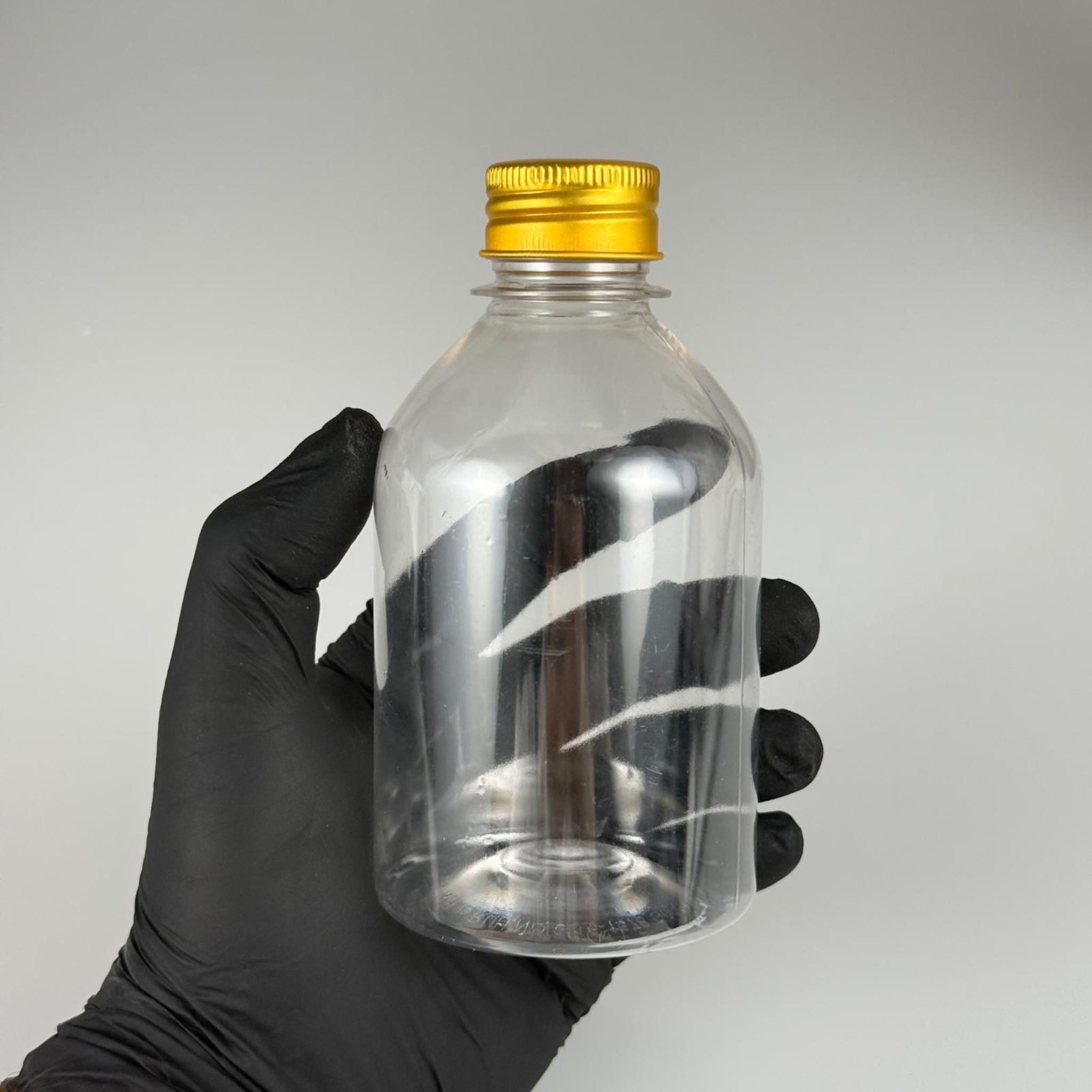 250 CC TOMBUL MODEL ŞEFFAF PET ŞİŞE + GOLD ALÜMİNYUM METAL KAPAKLI - 250 ML OVAL BOYUNLU PLASTİK ŞİŞE