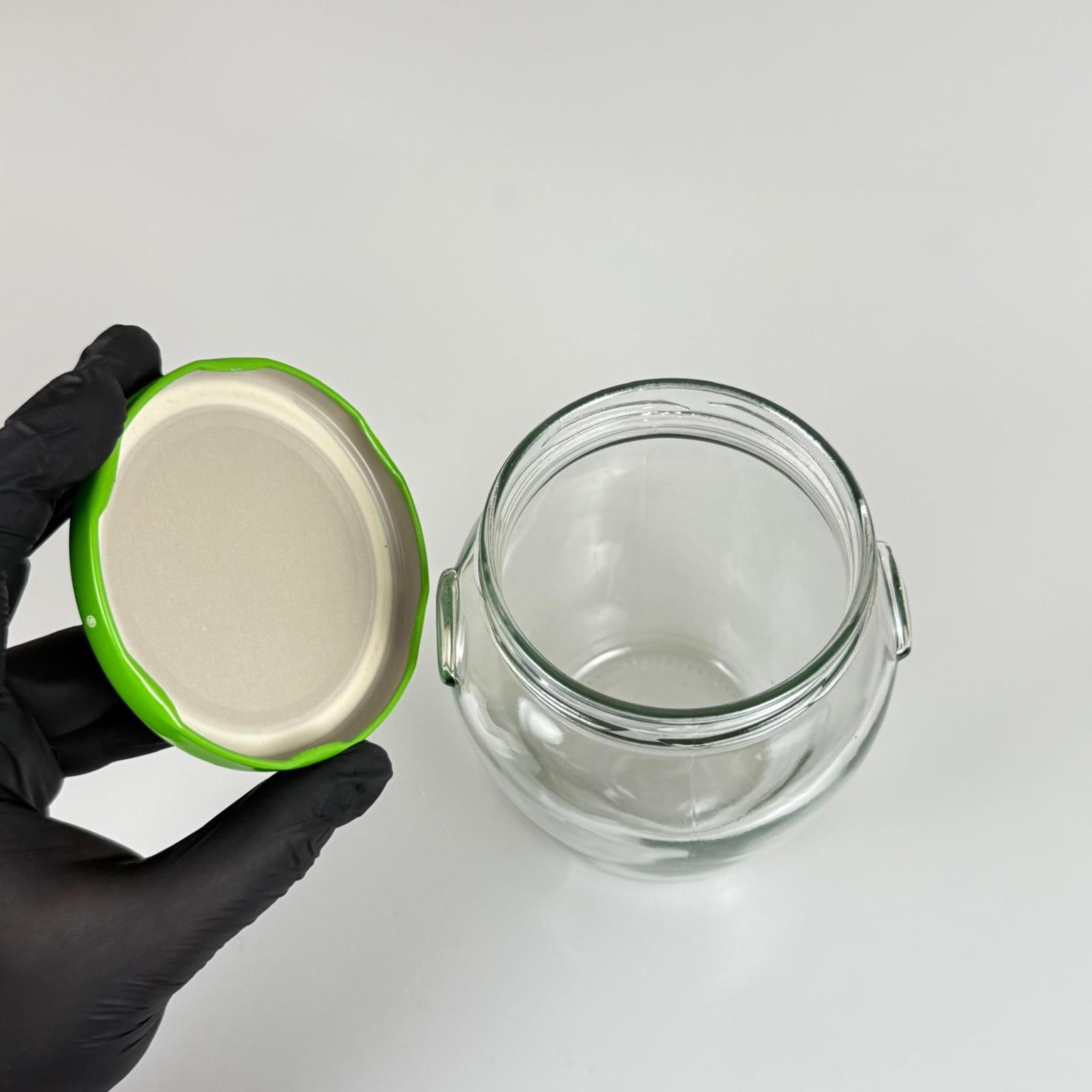 580 CC KULPLU CAM KAVANOZ - AÇIK YEŞİL KAPAKLI - 580 CC VASO ORCIO KAVANOZ