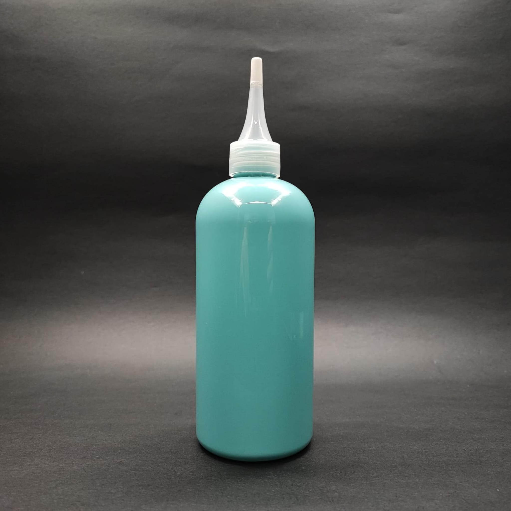 400 CC OVAL BOYUNLU SİLİNDİR PET ŞİŞE (30 GR) - AKITICI ŞEFFAF KAPAKLI - 400 ML PLASTİK ŞİŞE - TURKUAZ