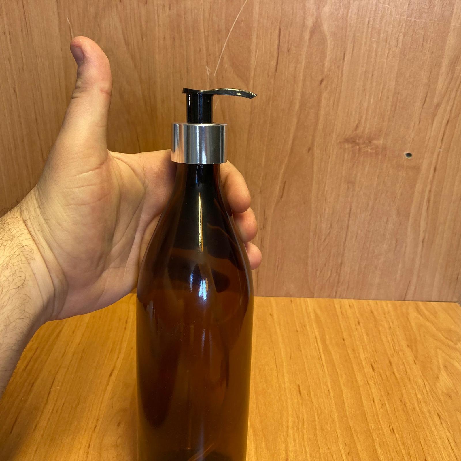 500 CC AMBER CAM ŞİŞE - GÜMÜŞ POMPALI - 500 ML KAHVERENGİ POMPALI ŞİŞE