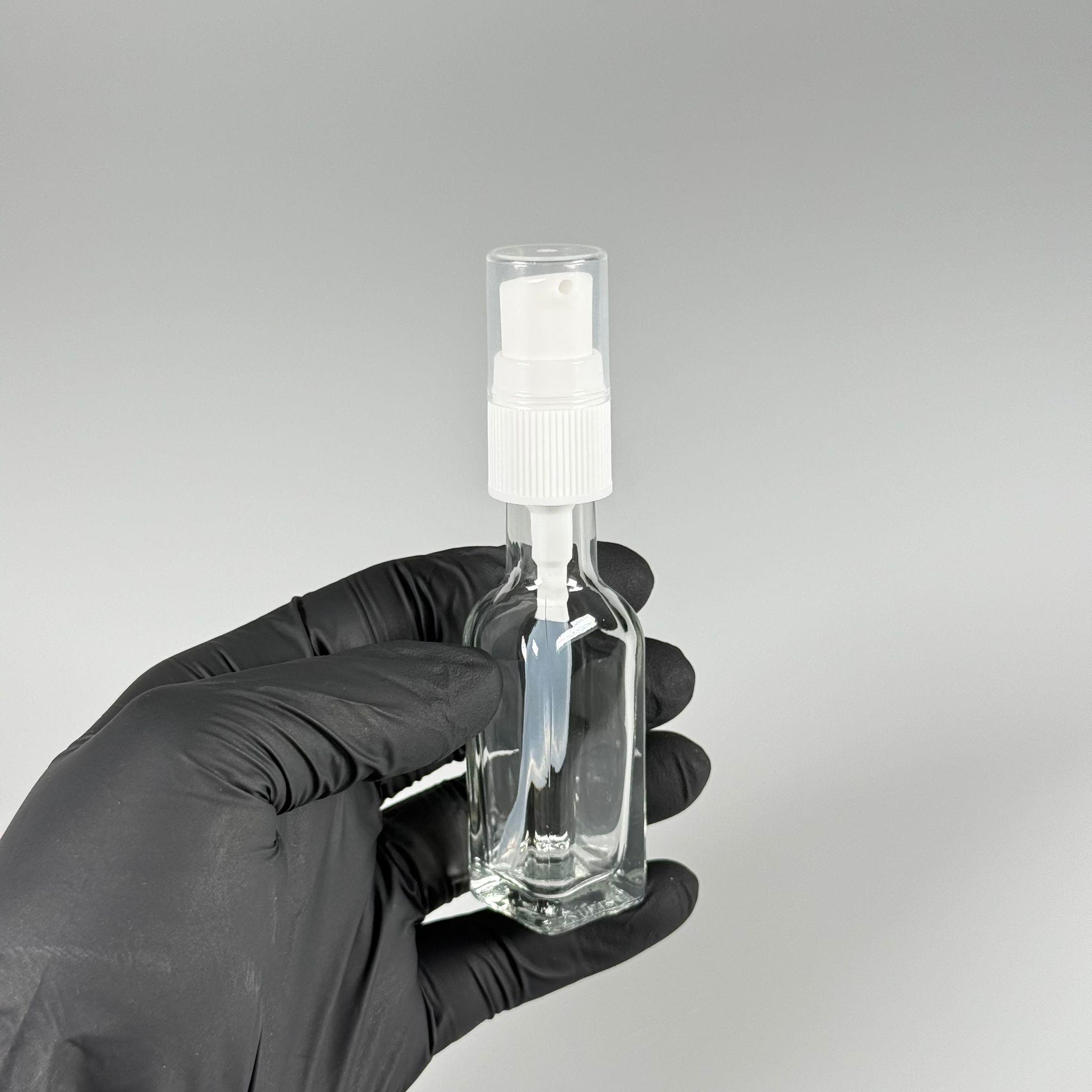 20 CC MARASKA KÖŞELİ YAĞ VE LOSYON POMPALI CAM ŞİŞE  - 20 ml kare cam şişe beyaz pompalı