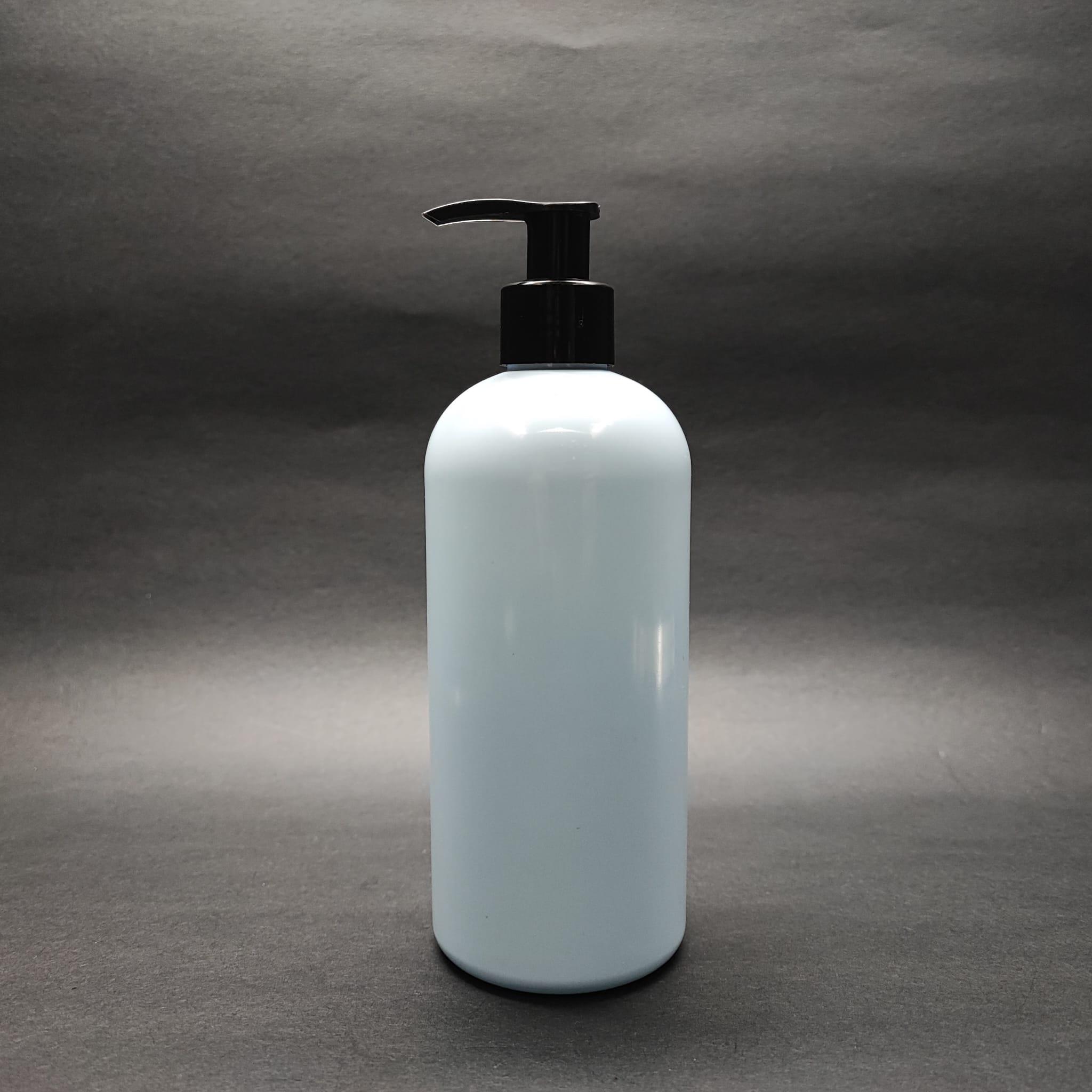 400 CC OVAL BOYUNLU SİLİNDİR PET ŞİŞE (30 GR) - SİYAH POMPALI - 400 ML PLASTİK ŞİŞE - BEBEK MAVİSİ