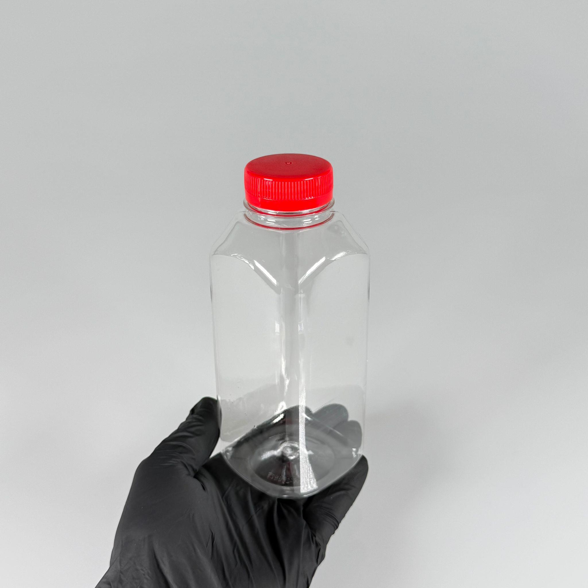 500 CC KÖŞELİ KARE PET ŞİŞE (28 GR) - 38 MM GENİŞ AĞIZLI KIRMIZI KİLİTLİ KAPAKLI - 500 ML DETOX, MEYVE SUYU, SMOOTHIE, AYRAN, SÜT, MEŞRUBAT VB İÇİN BOŞ PLASTİK ŞİŞELER