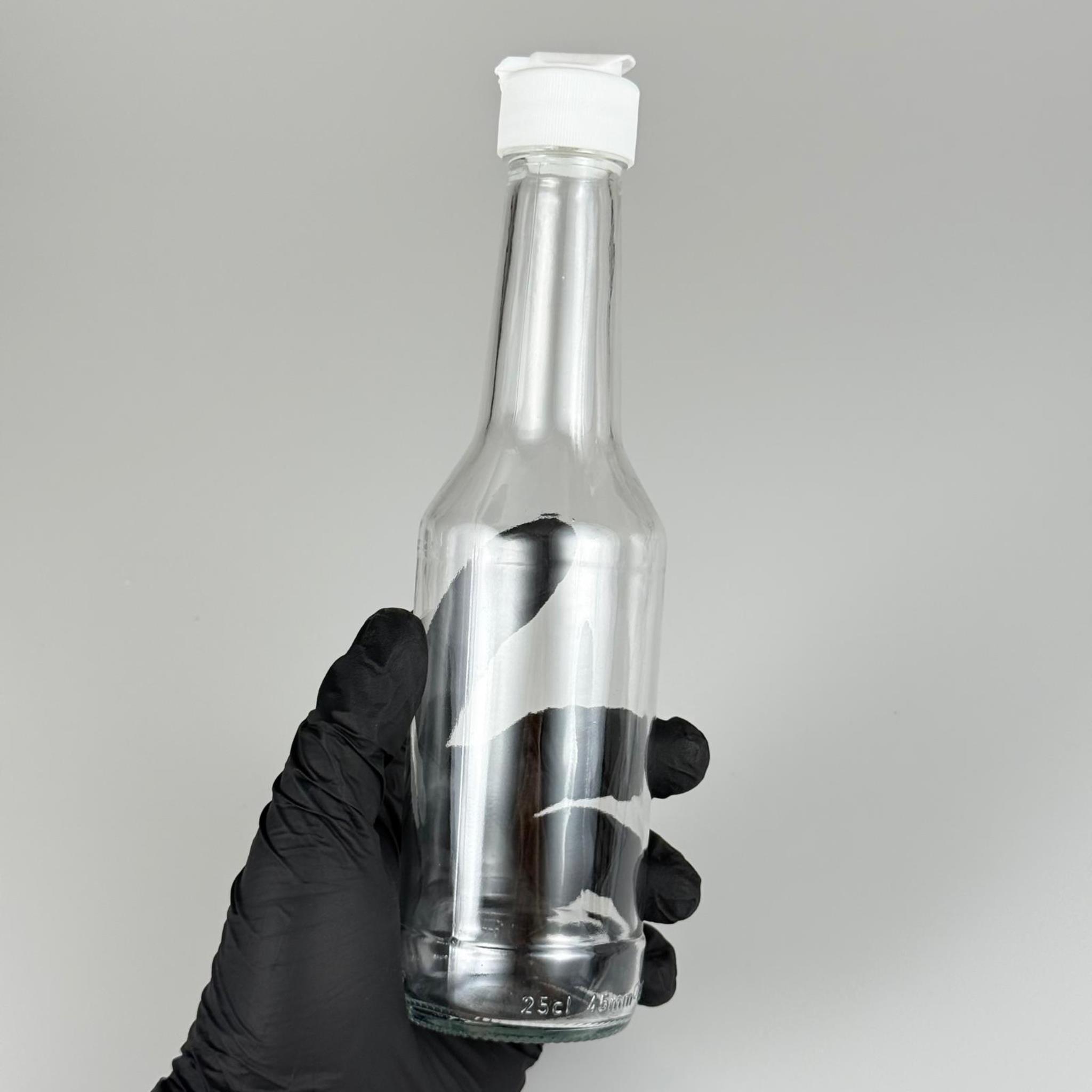 250 CC BOĞAZLI CAM ŞİŞE - BEYAZ AKITICILI FLİPTOP KAPAKLI - 250 ML BOŞ CAM ŞİŞE - AÇILIR KAPANIR KAPAKLI