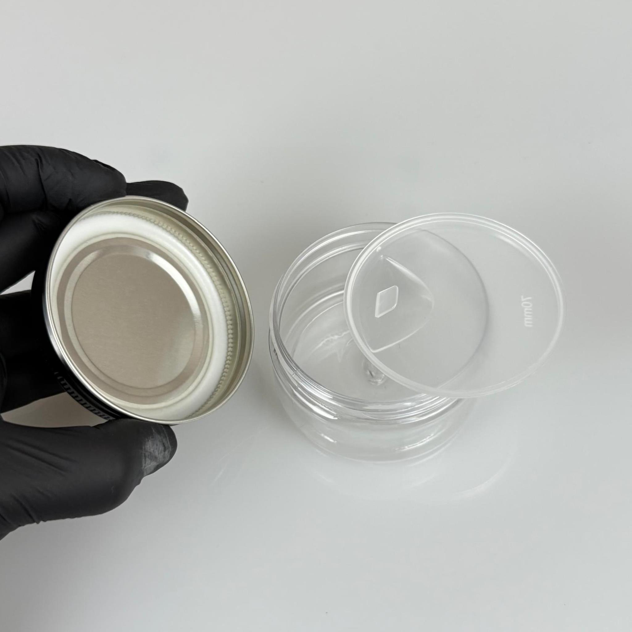 100 ML SERT PET KAVANOZ + SİYAH METAL KAPAK + İÇ TIPA - 100 CC KALIN ŞEFFAF PLASTİK KAVANOZ SİYAH METAL KAPAKLI İÇ TIPALI TAKIM - KREM KAVANOZLARI