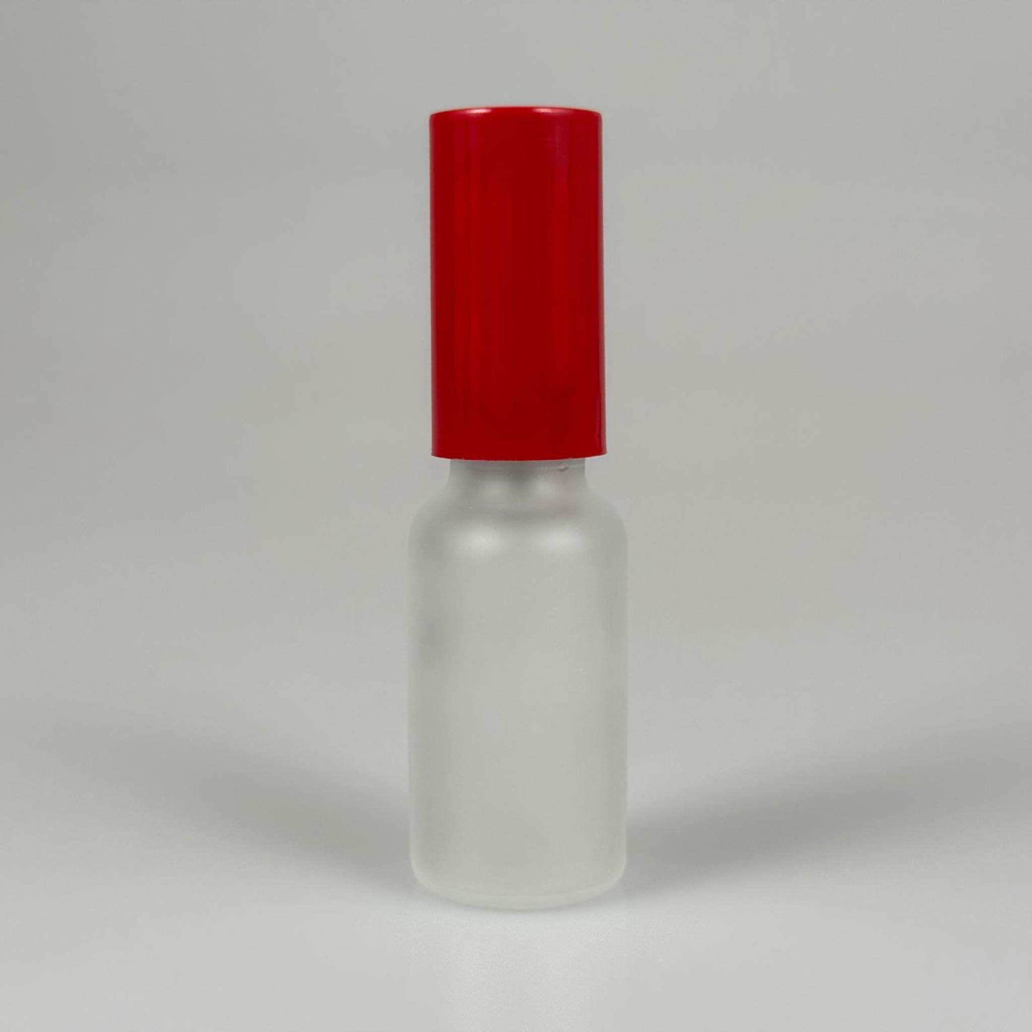 20 CC BUZLU CAM ŞİŞE - KIRMIZI PLASTİK KAPAK - SİYAH SPREYLİ - 20 ML PARFÜM ŞİŞESİ