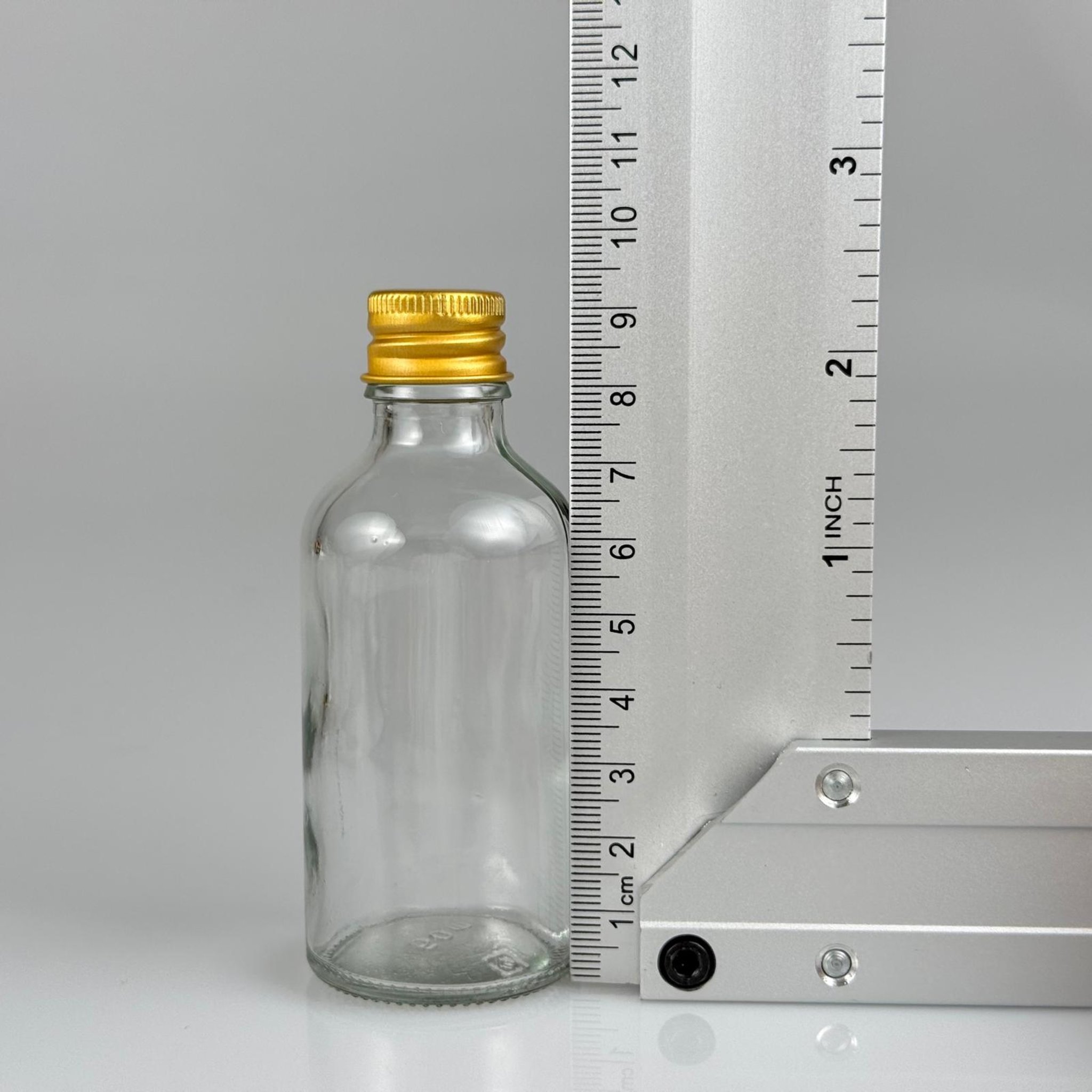 50 CC ŞEFFAF CAM ŞİŞE + KÖPÜK CONTALI GOLD ALÜMİNYUM METAL KAPAKLI TAKIM - 50 ML ŞEFFAF CAM ŞİŞE