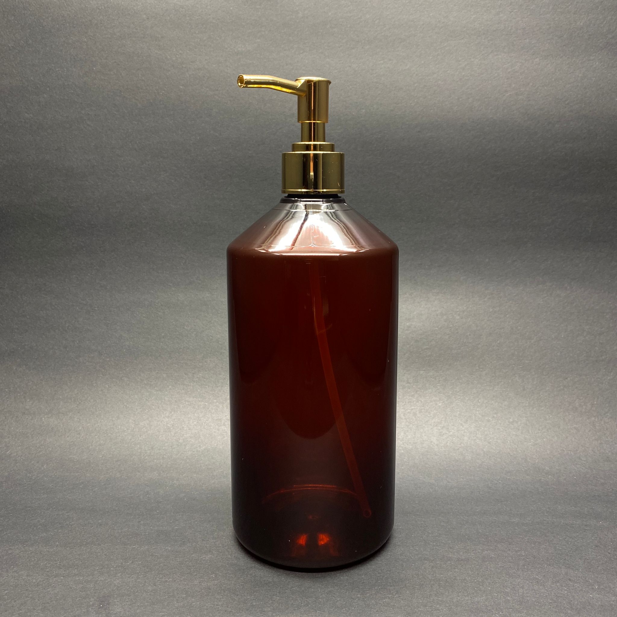 GOLD POMPALI SIVI SABUN ŞİŞESİ - 1000 ML POMPALI AMBER PLASTİK ŞİŞE