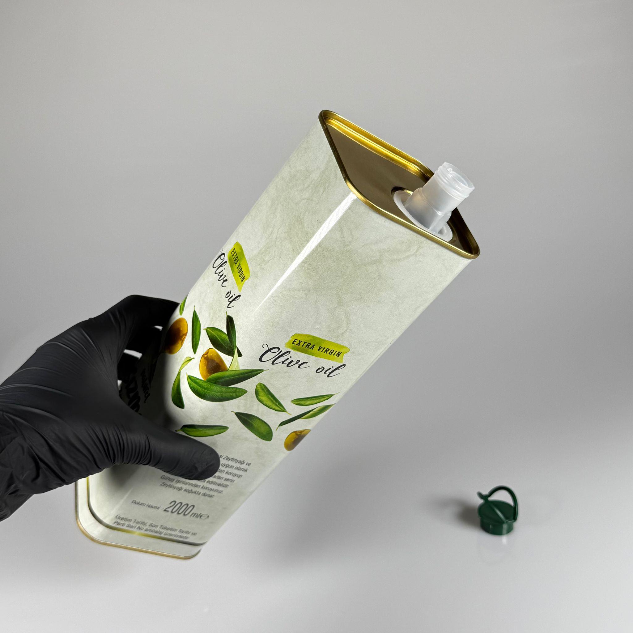 2 LT YAĞ TENEKESİ - BASKILI - 2000 CC ZEYTİNYAĞ TENEKESİ - KAPAKLI