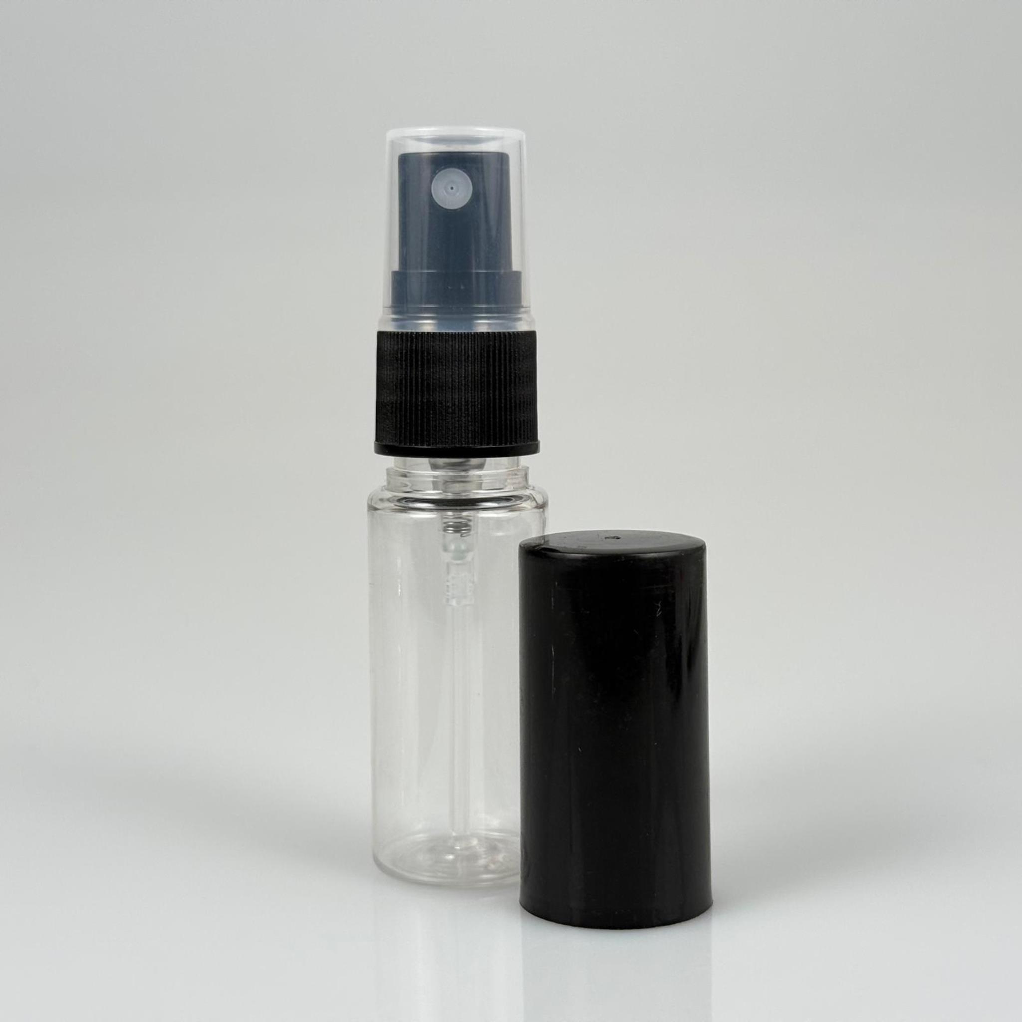 15 CC ŞEFFAF PARFÜM ŞİŞESİ PLASTİK - SİYAH SPREY + SİYAH KAPAK - 15 ML PARFÜM ŞİŞESİ PET