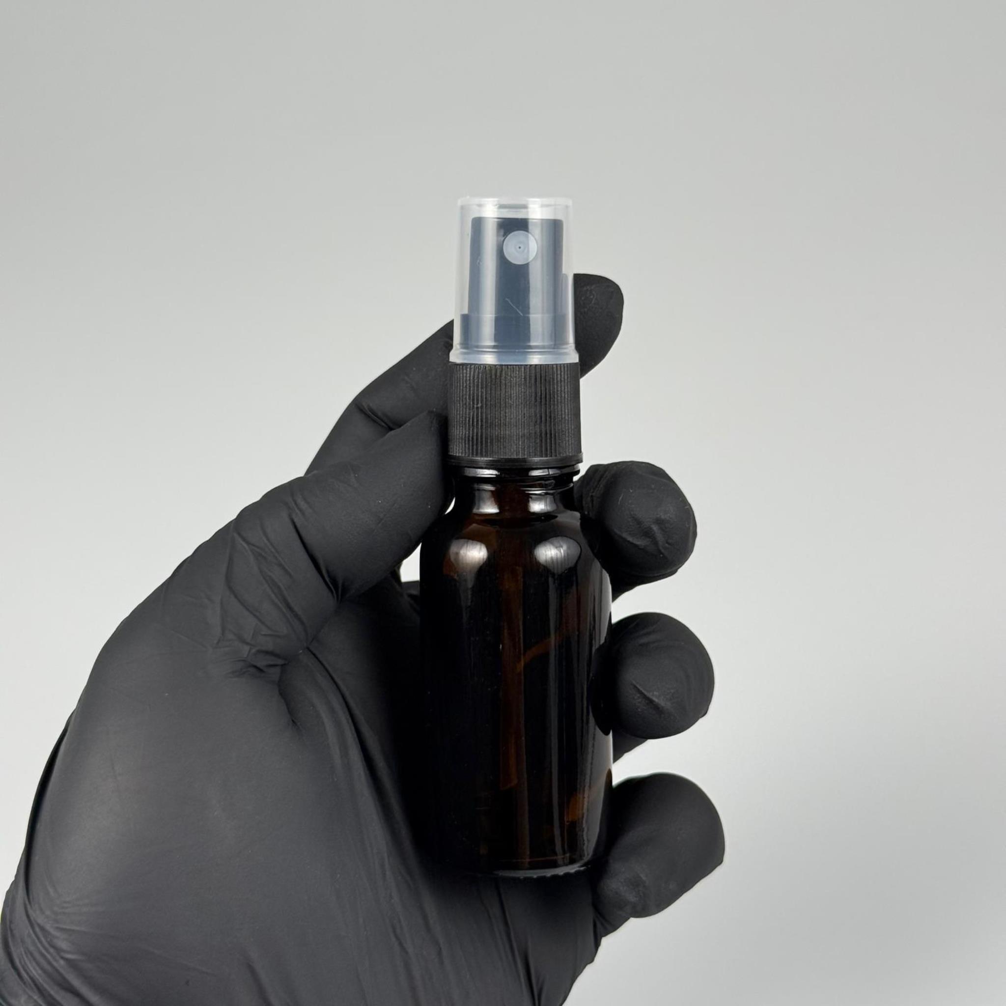 20 CC AMBER CAM ŞİŞE SİYAH SPREYLİ TAKIM - 20 ML KAHVERENGİ SPREYLİ ŞİŞE