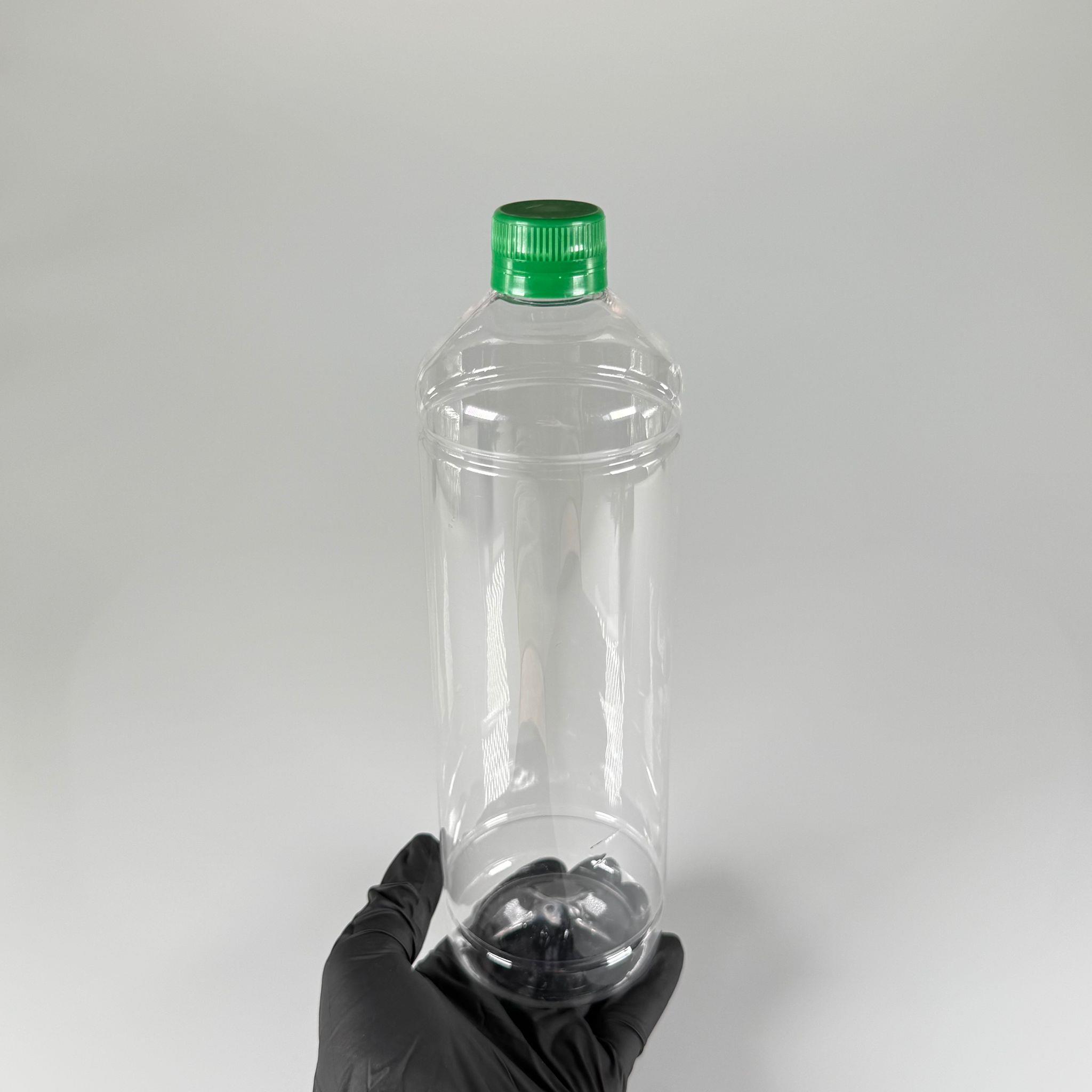 1000 CC DÜZ MODEL PET ŞİŞE (28 AĞIZ) - 1 LİTRE PET ŞİŞE YEŞİL CONTALI KİLİTLİ KAPAKLI