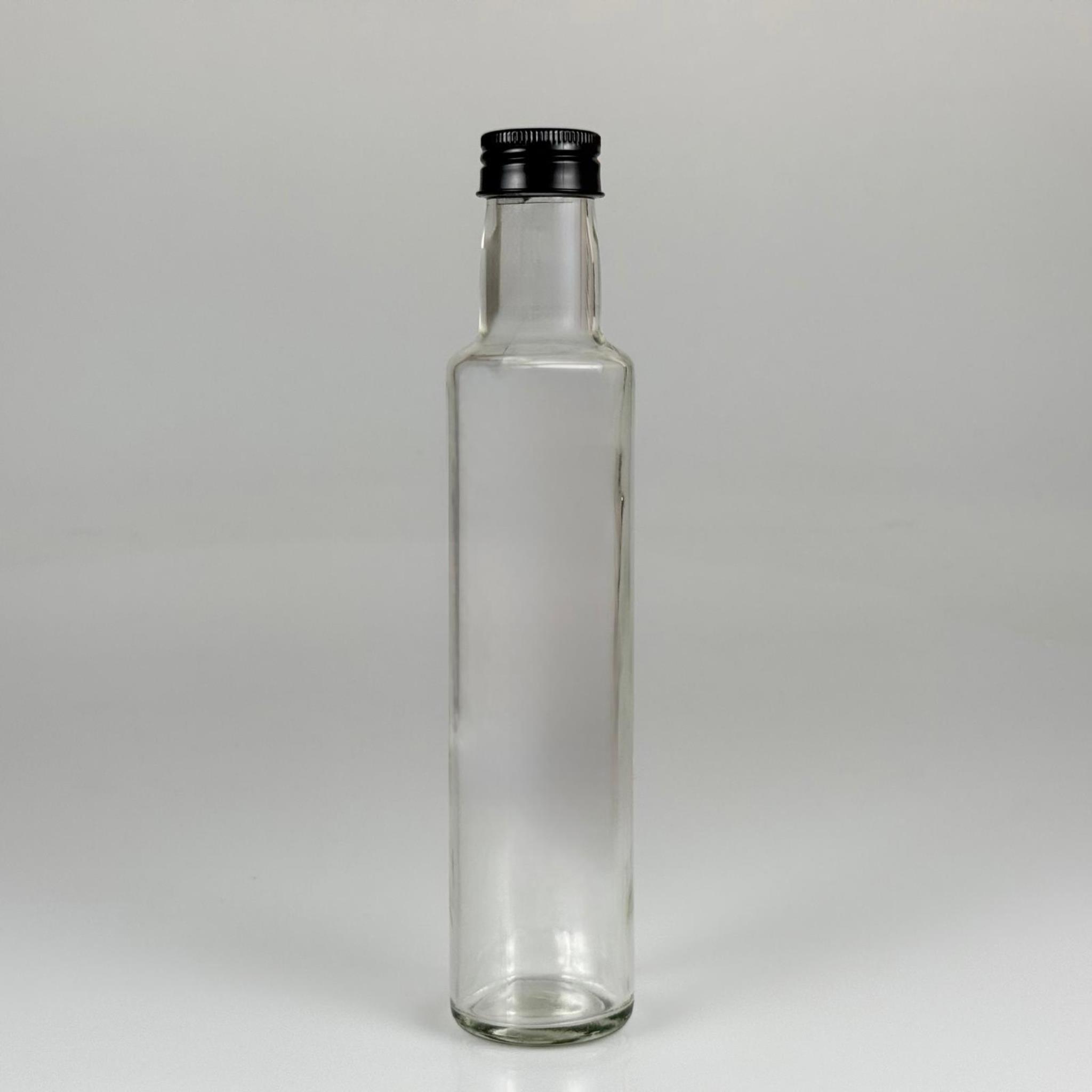 250 CC DORİKA CAM ŞİŞE - SİYAH METAL ALÜMİNYUM KAPAKLI - 250 ML DORİKA YAĞ ŞİŞESİ - SİRKE ŞİŞESİ